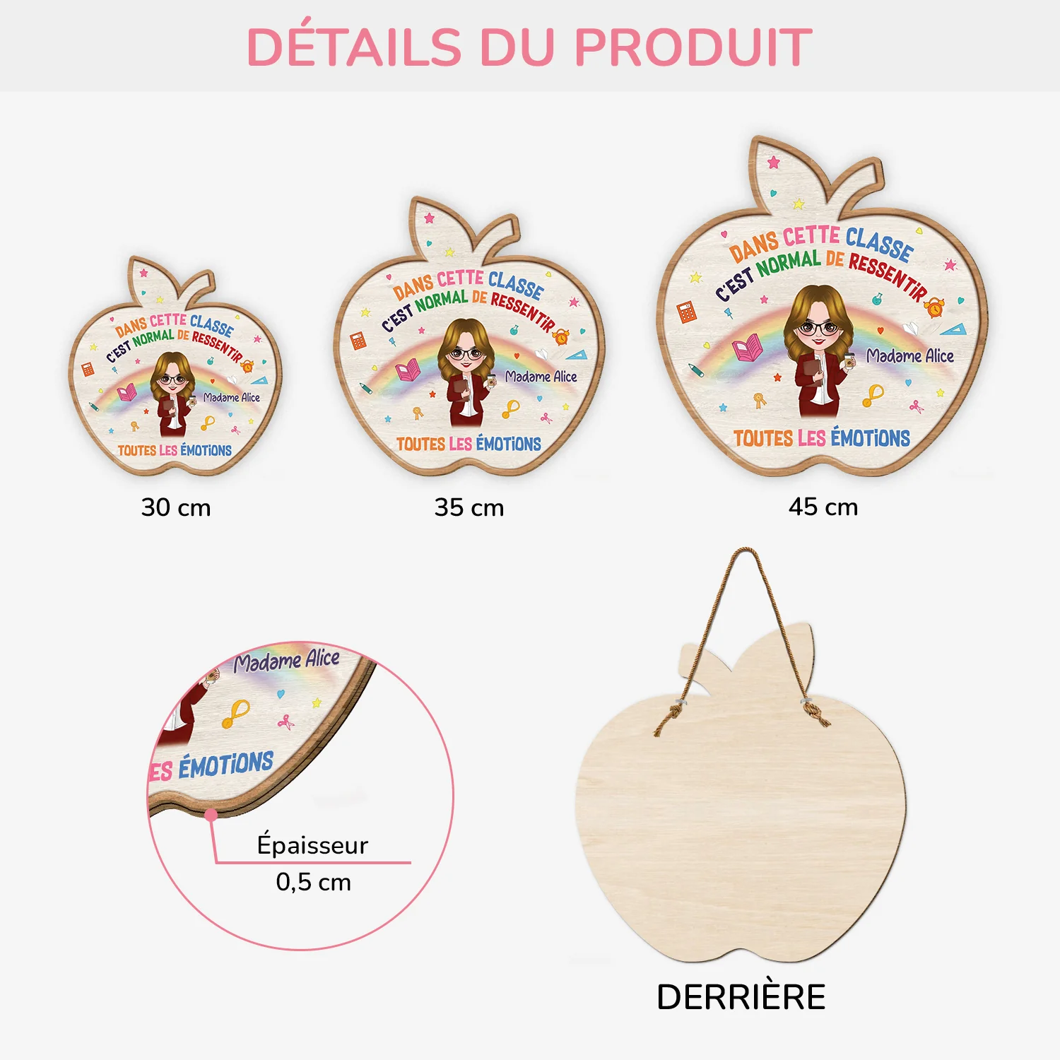 Plaque En Bois Personnalisée À Suspendre - Dans Cette Classe C’est Normal - Image 3