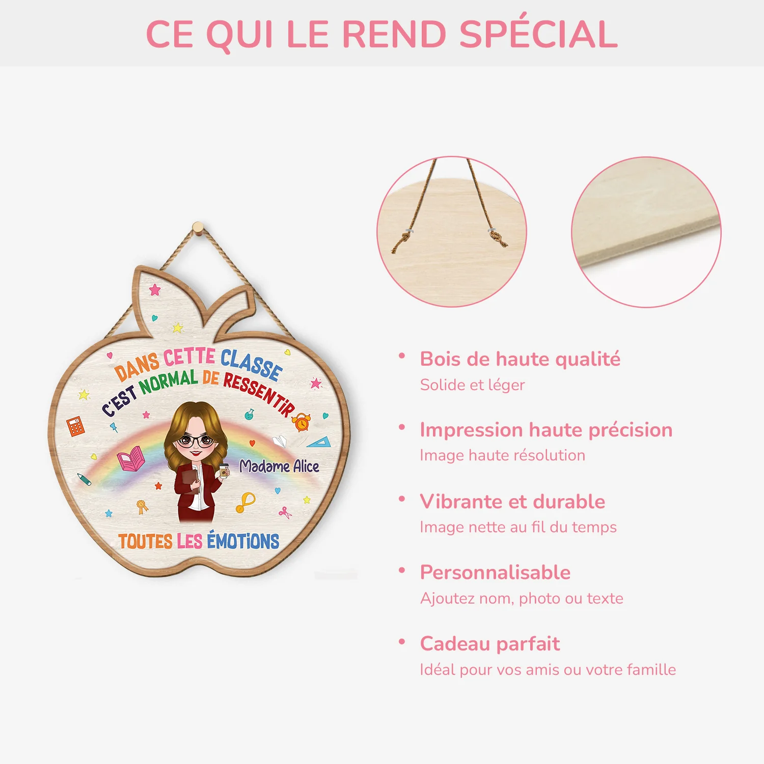 Plaque En Bois Personnalisée À Suspendre - Dans Cette Classe C’est Normal - Image 4