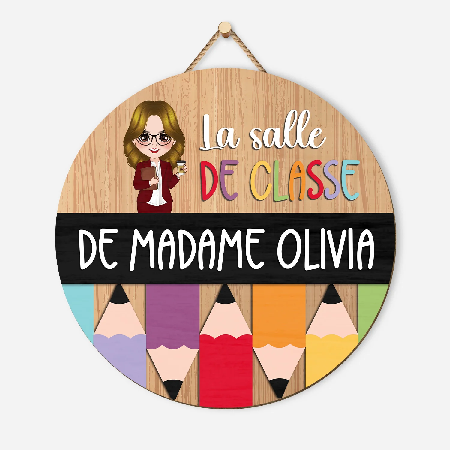 Plaque En Bois Personnalisée À Suspendre - La Classe De Maîtresse