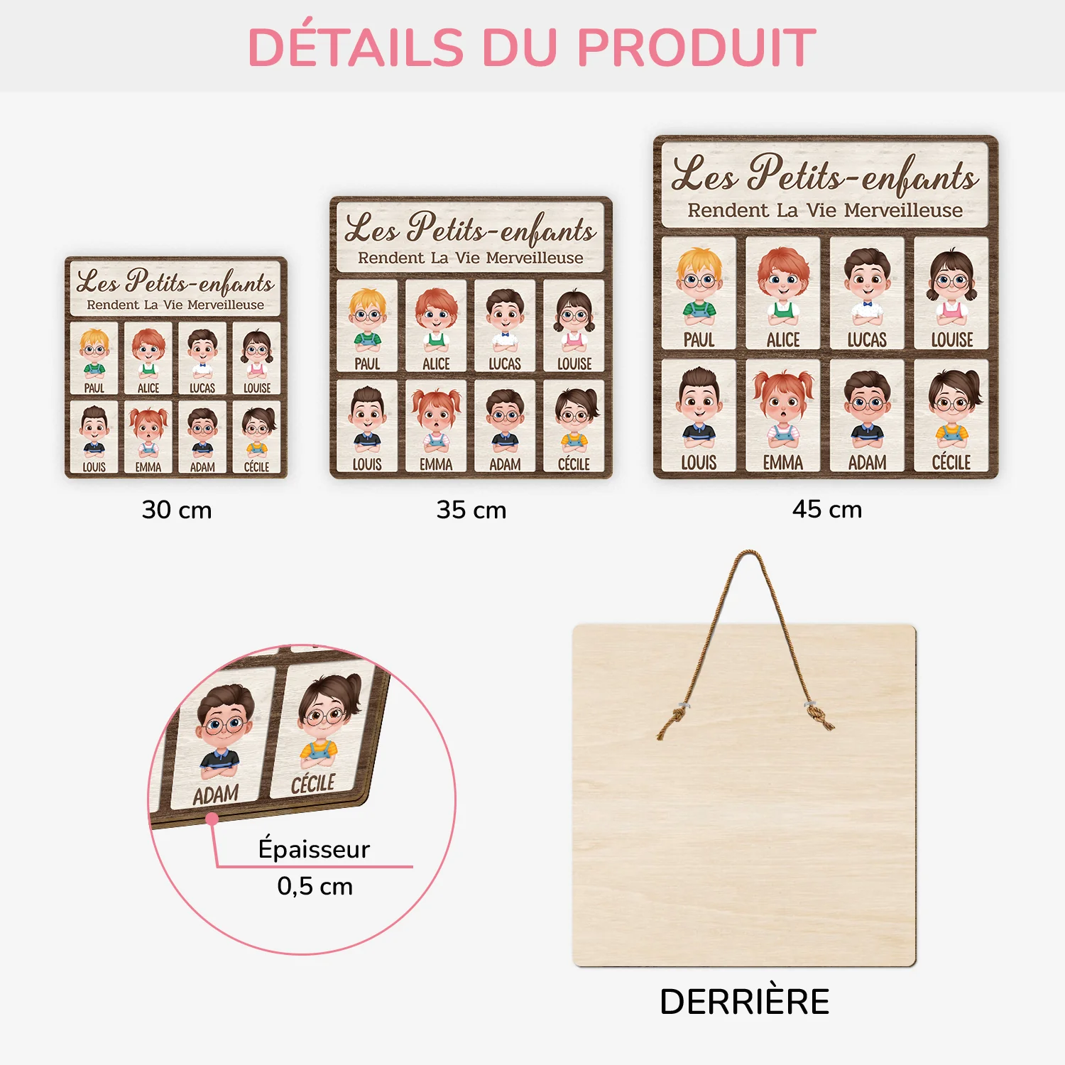 Plaque En Bois Personnalisée À Suspendre - Les Petits Enfants Rendent La Vie Merveilleuse - Image 3