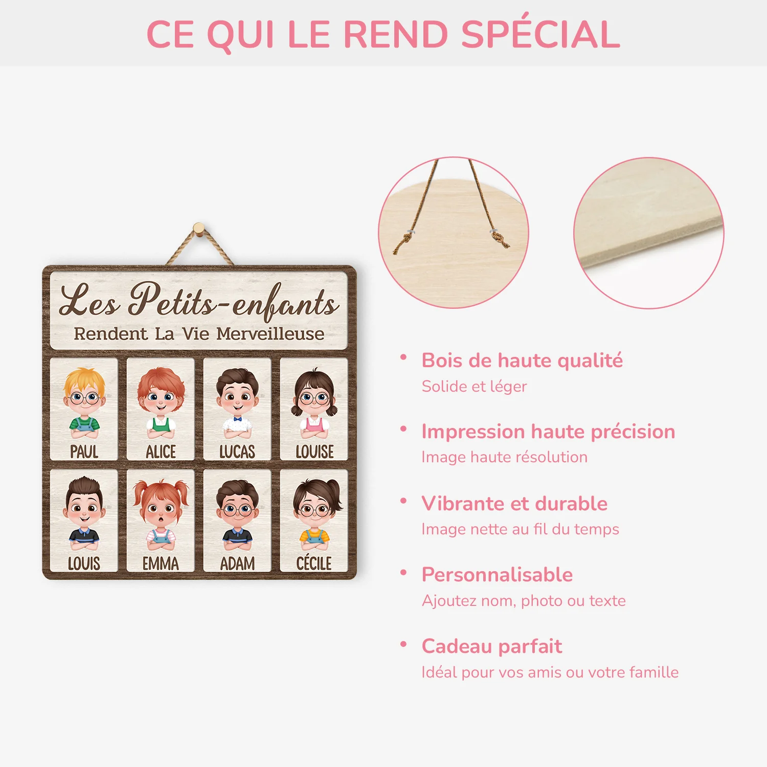 Plaque En Bois Personnalisée À Suspendre - Les Petits Enfants Rendent La Vie Merveilleuse - Image 4