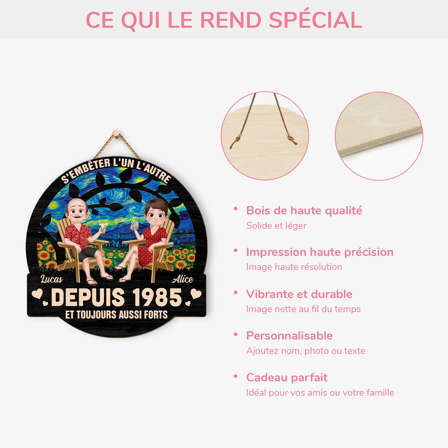 Plaque En Bois Personnalisée À Suspendre - S'embêter L'un L'autre Depuis - Version Camping - Image 4