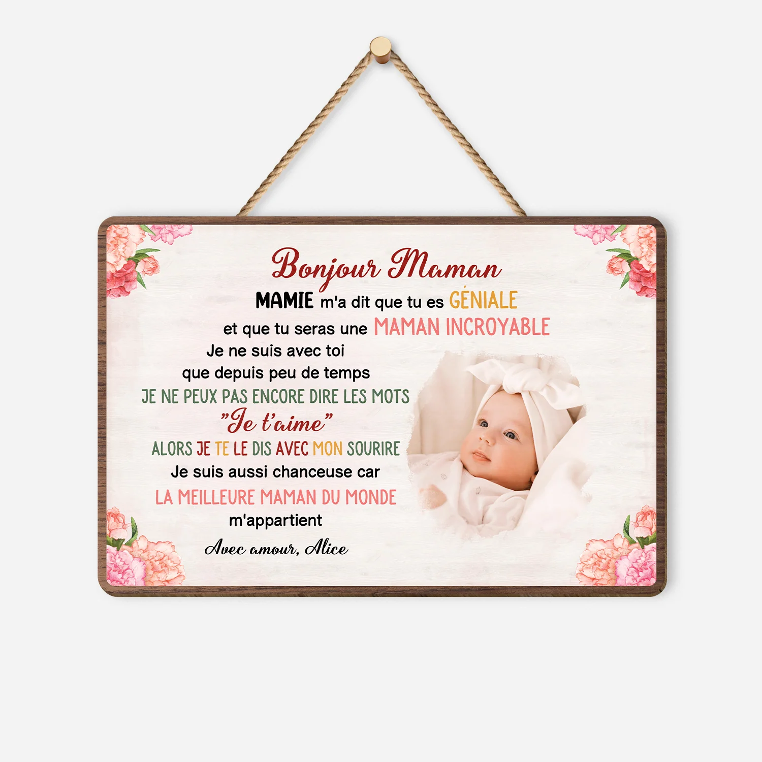 Plaque En Bois Personnalisée Avec Photo À Suspendre - Chère Maman