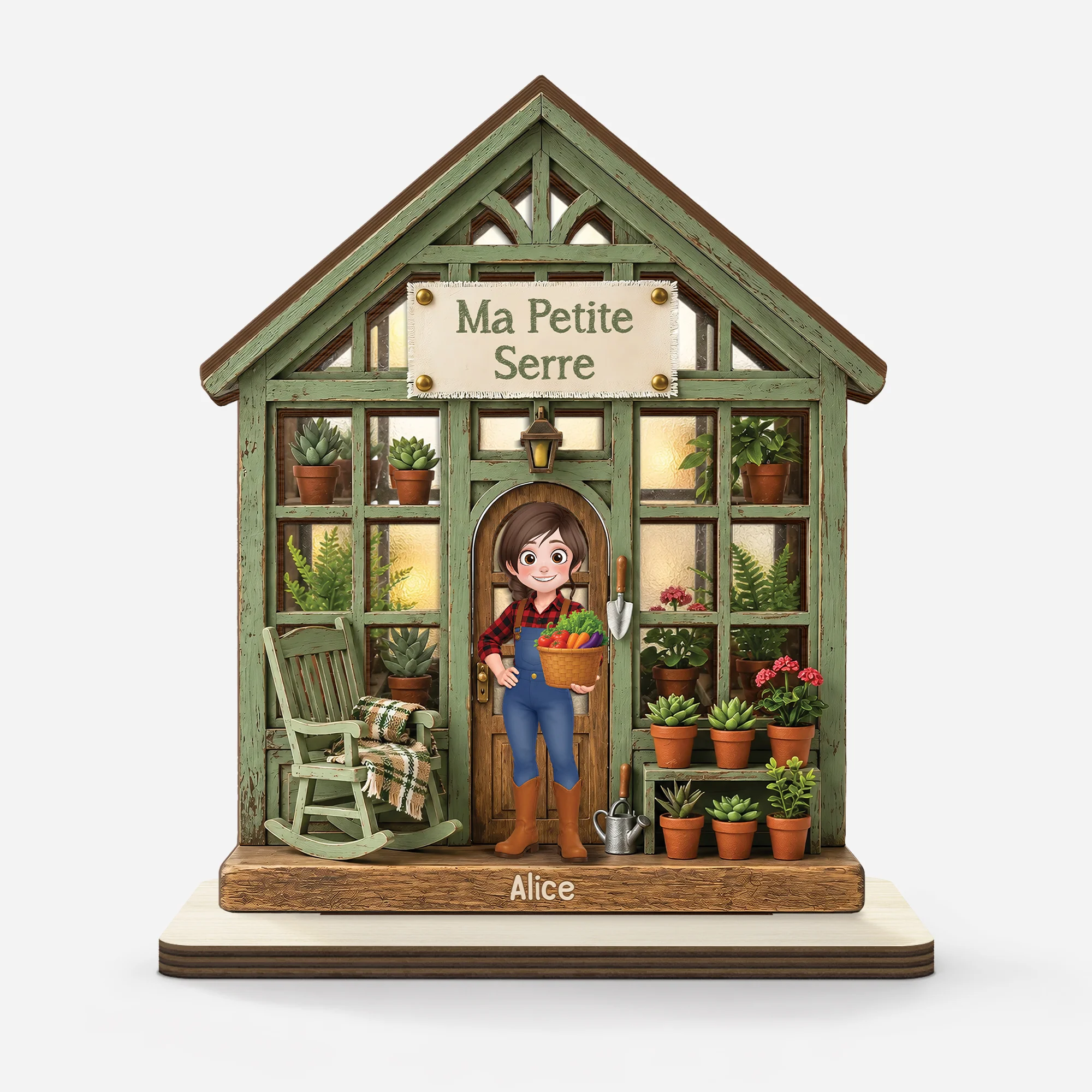 Plaque En Bois Personnalisée Avec Support Plat Femme Homme Qui Aime Jardinage - Petite Serre