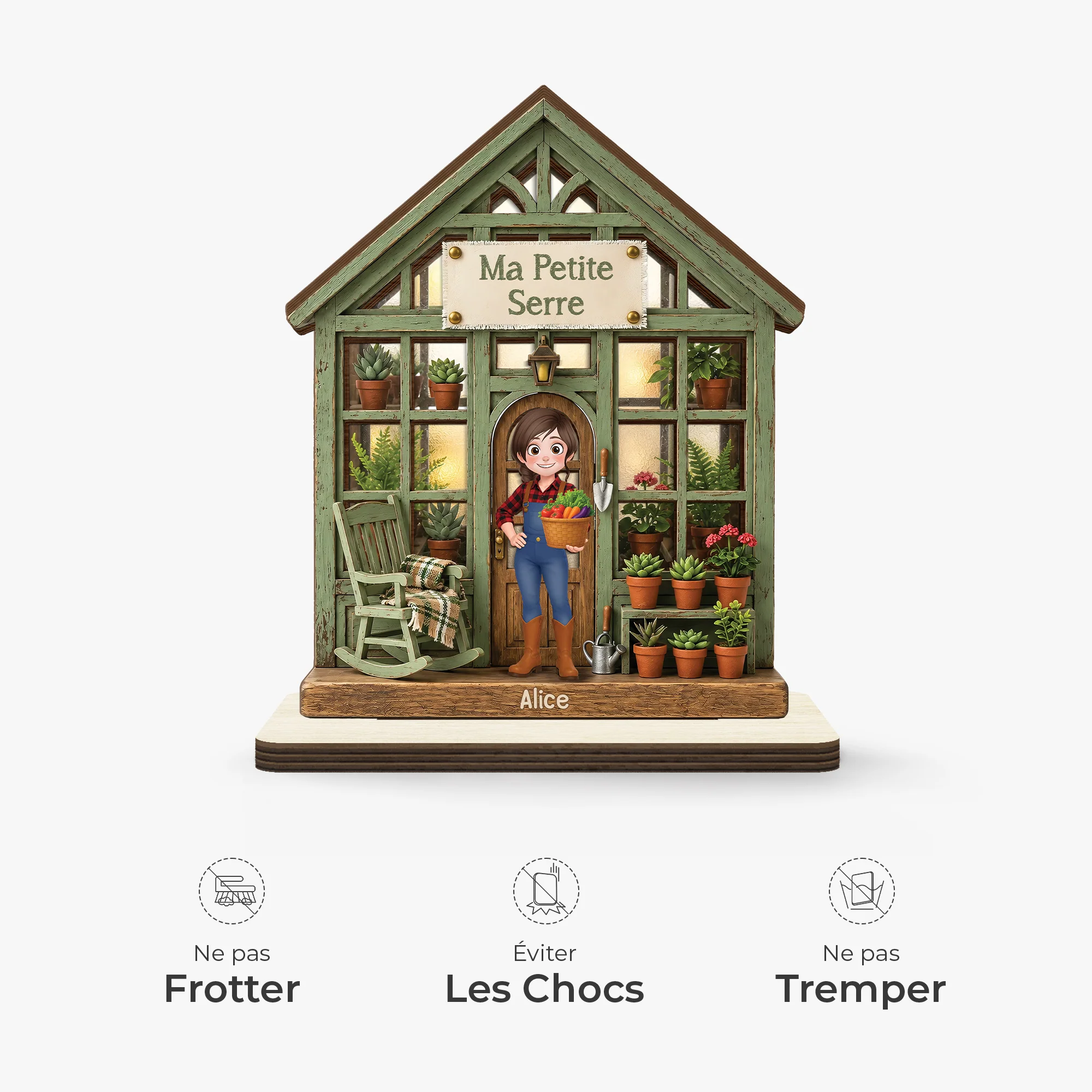 Plaque En Bois Personnalisée Avec Support Plat Femme Homme Qui Aime Jardinage - Petite Serre - Image 5