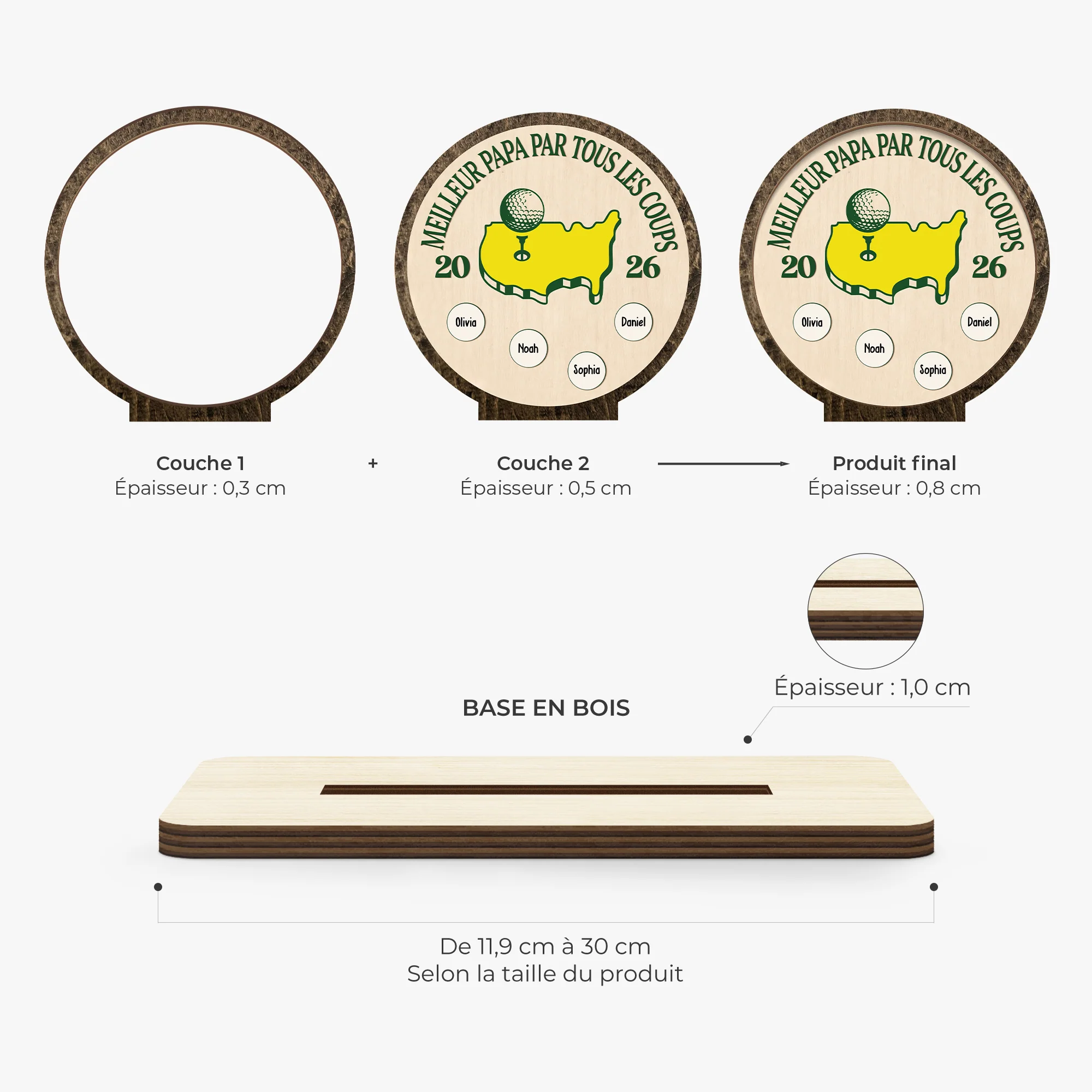 Plaque En Bois Personnalisée Avec Support Plat - Meilleur Papa Papy - Image 4