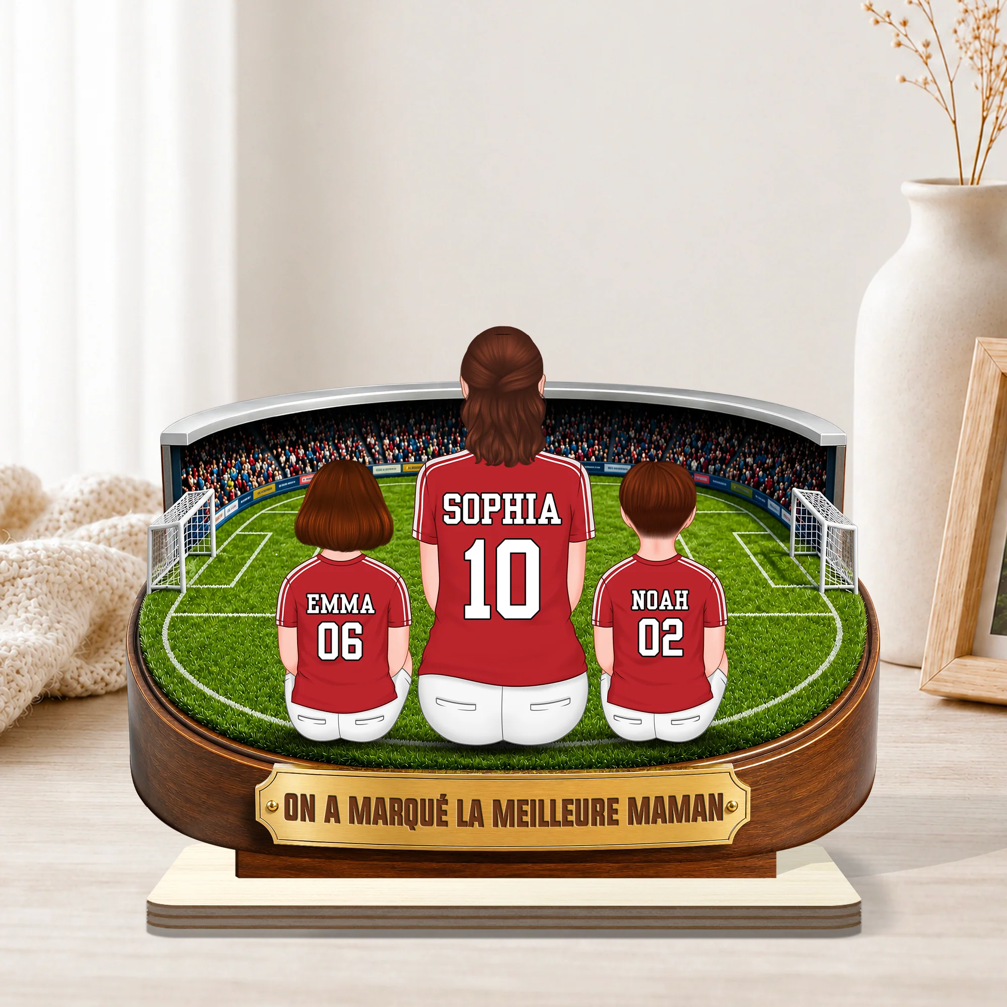 Plaque En Bois Personnalisée Avec Support Plat Thème Football - Le Meilleur Papa Maman - Image 3