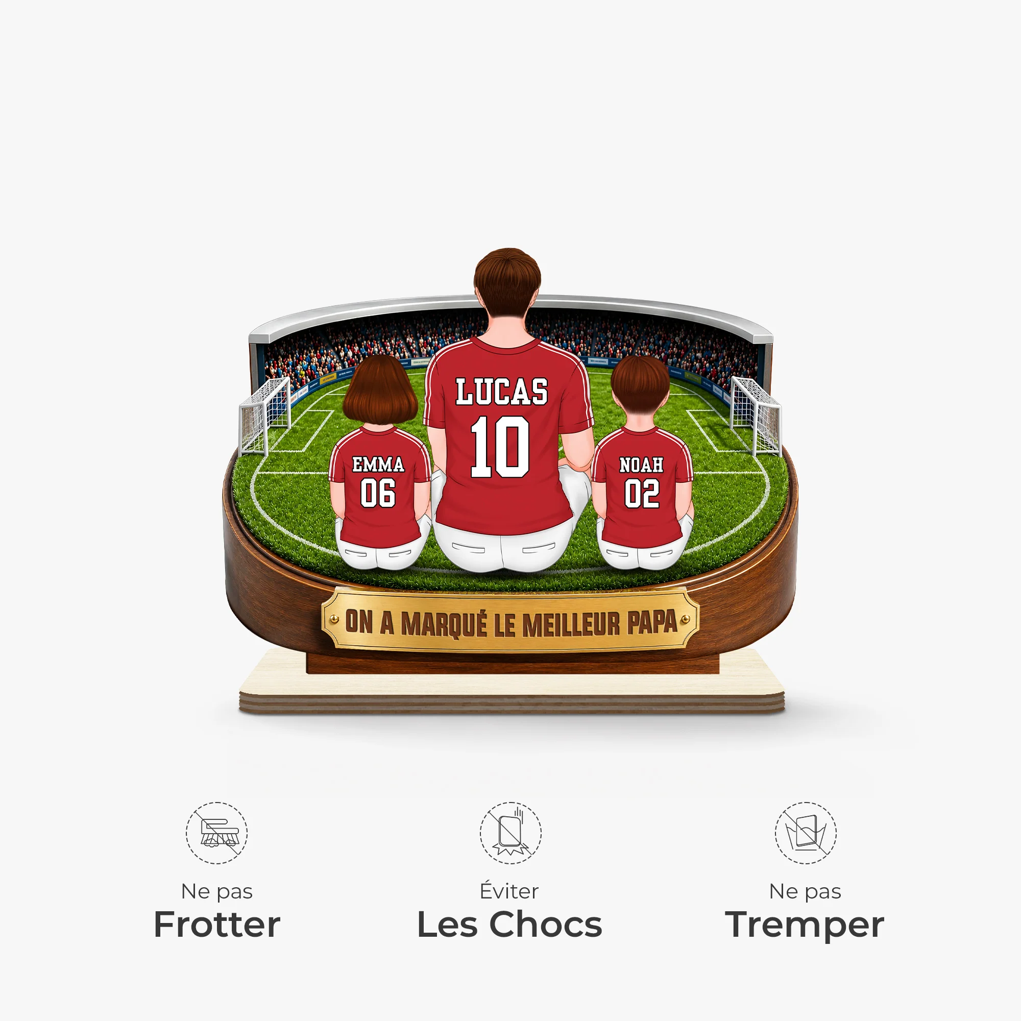 Plaque En Bois Personnalisée Avec Support Plat Thème Football - Le Meilleur Papa Maman - Image 6