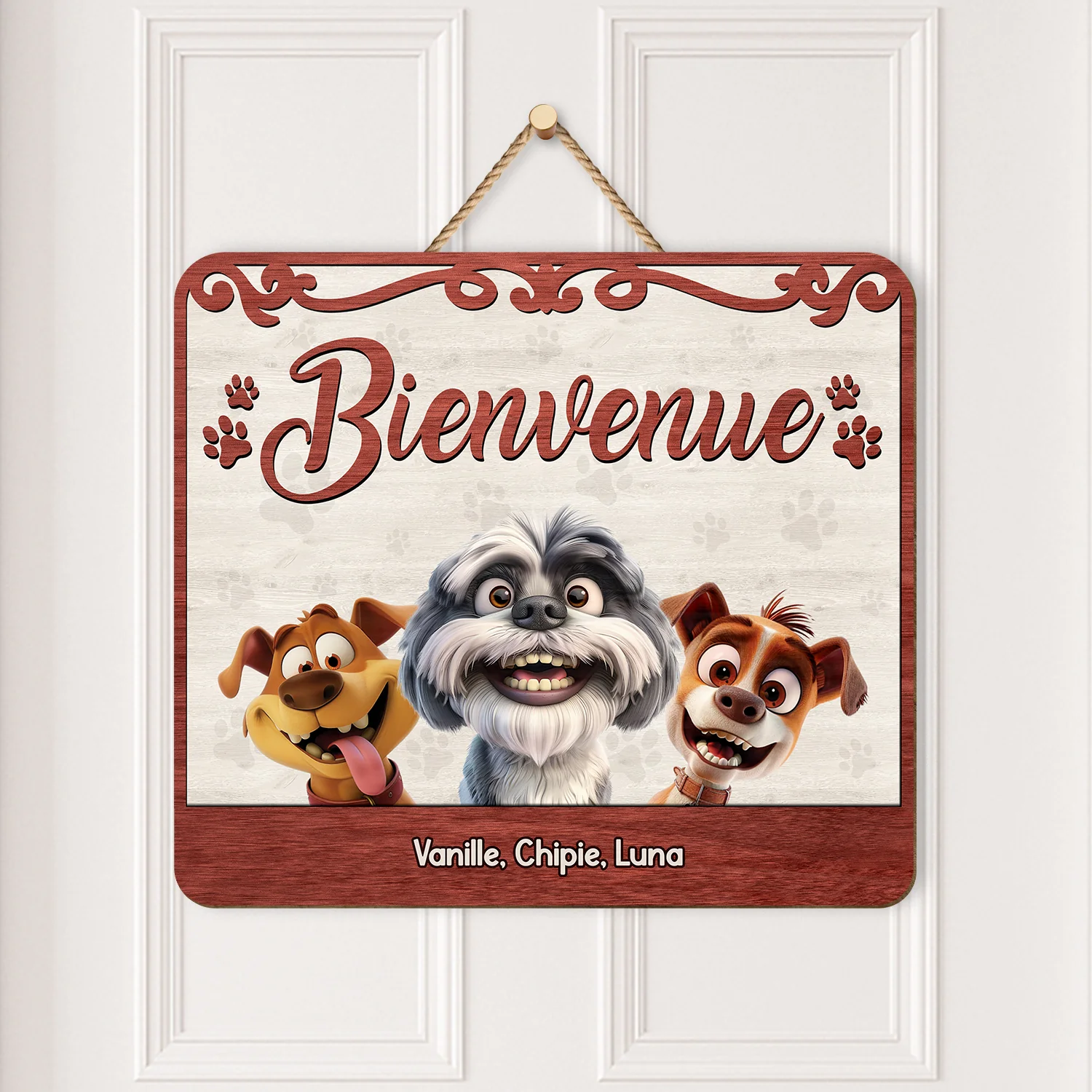 Plaque En Bois Personnalisée - Bienvenue Version Chat Malin - Image 2