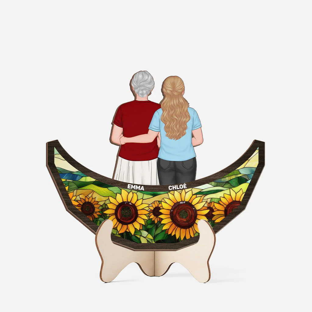 Plaque En Bois Personnalisée - Bonne Fête Maman Version Tournesole