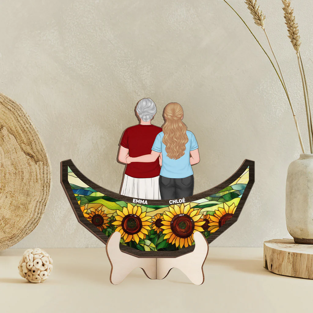 Plaque En Bois Personnalisée - Bonne Fête Maman Version Tournesole - Image 2