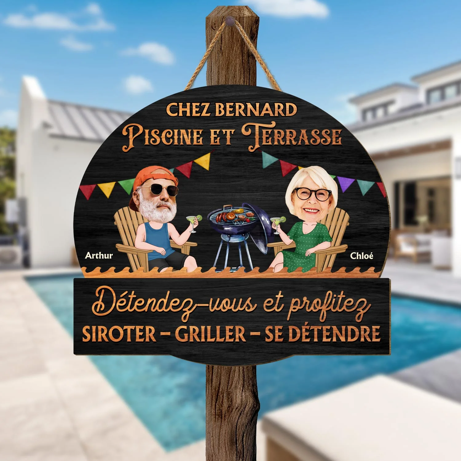 Plaque En Bois Personnalisée Couple À Suspendre - Détendez-Vous Et Profitez - Image 2