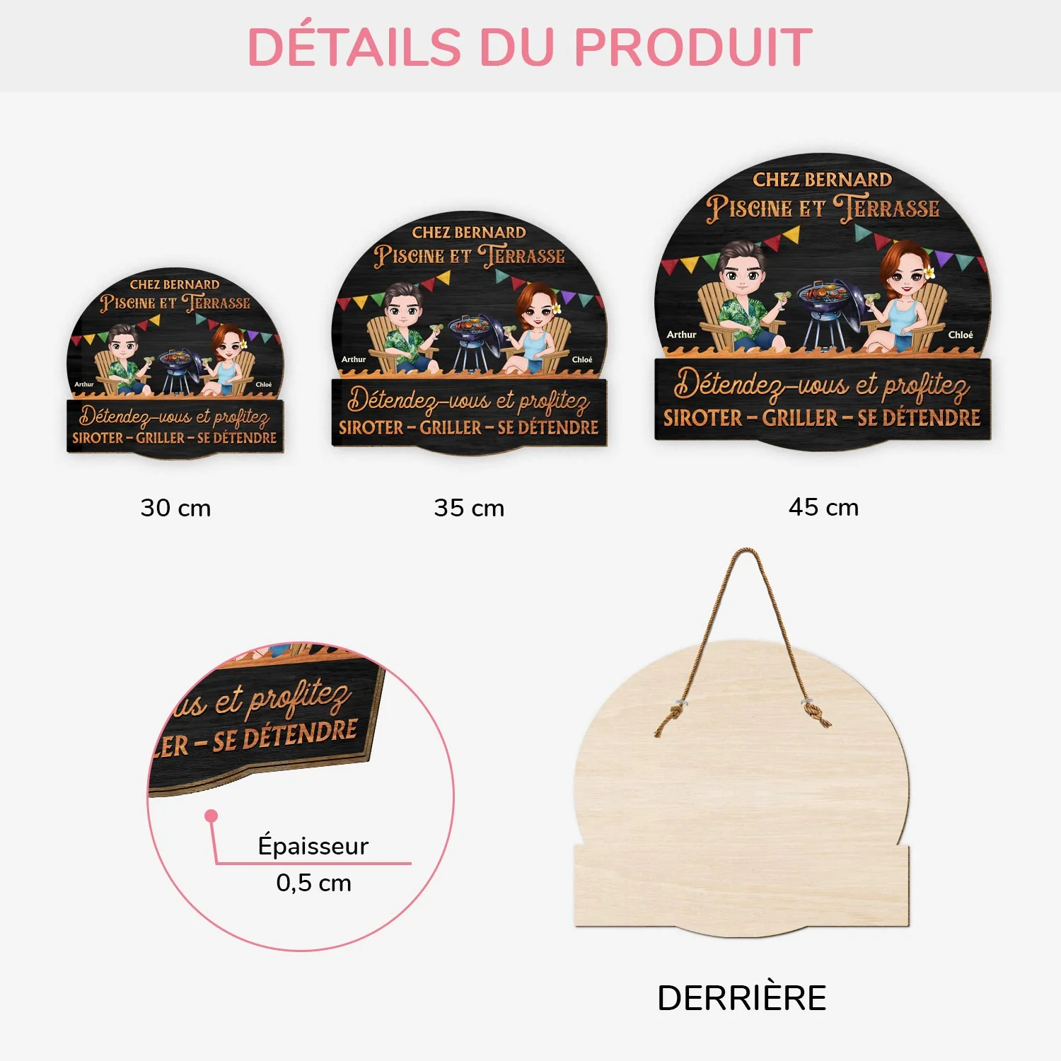 Plaque En Bois Personnalisée Couple À Suspendre - Détendez-Vous Et Profitez - Image 3