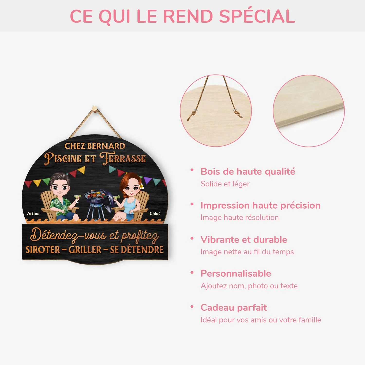 Plaque En Bois Personnalisée Couple À Suspendre - Détendez-Vous Et Profitez - Image 4