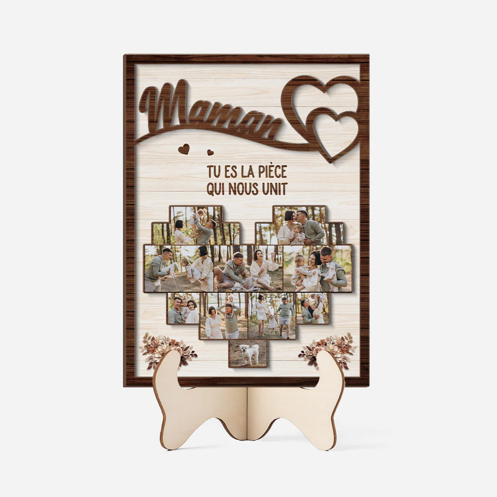 Plaque En Bois Personnalisée - Maman Mamie La Pièce Qui Nous Unit