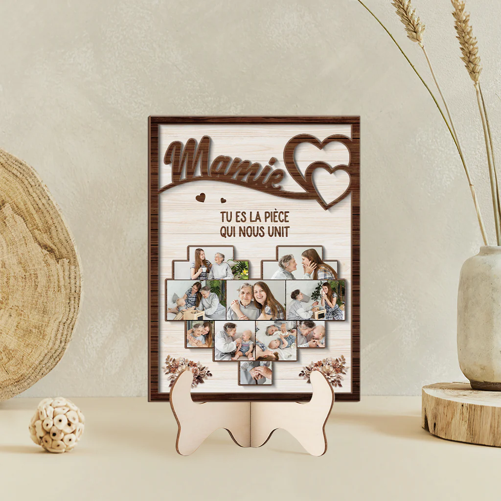 Plaque En Bois Personnalisée - Maman Mamie La Pièce Qui Nous Unit - Image 2