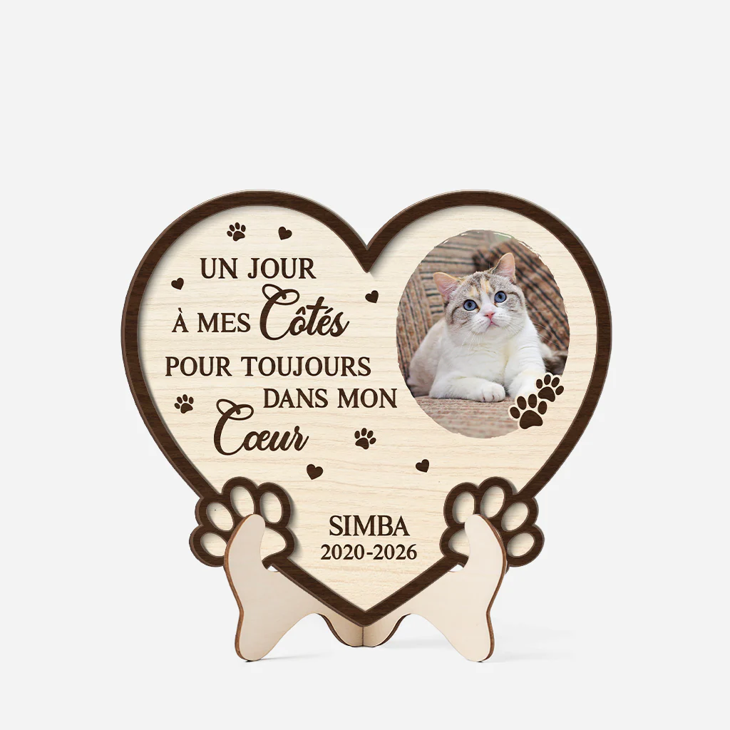 Plaque En Bois Commémorative Personnalisée - Toujours Dans Mon Cœur Avec Photo De Chat