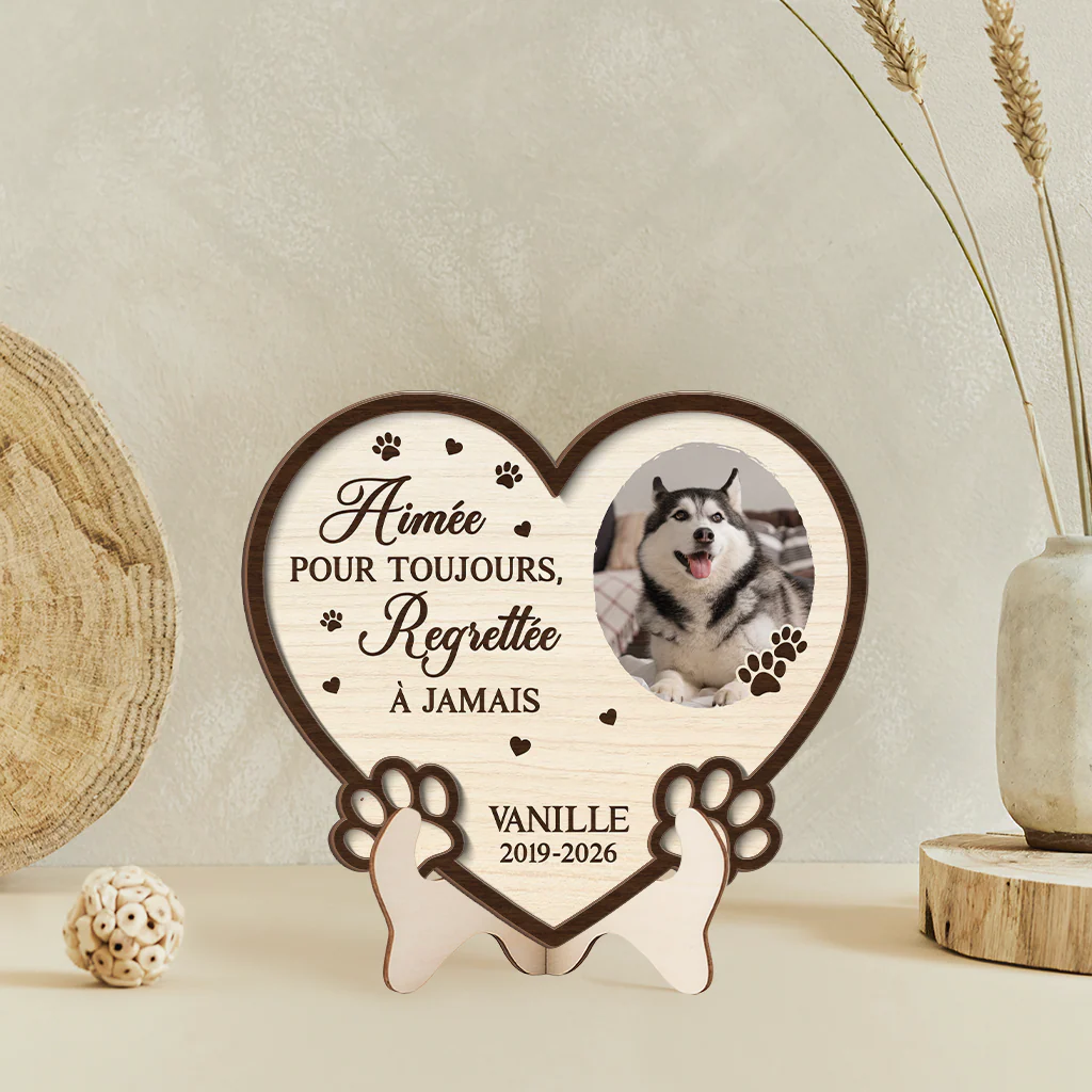 Plaque En Bois Commémorative Personnalisée - Toujours Dans Mon Cœur Avec Photo De Chat - Image 2