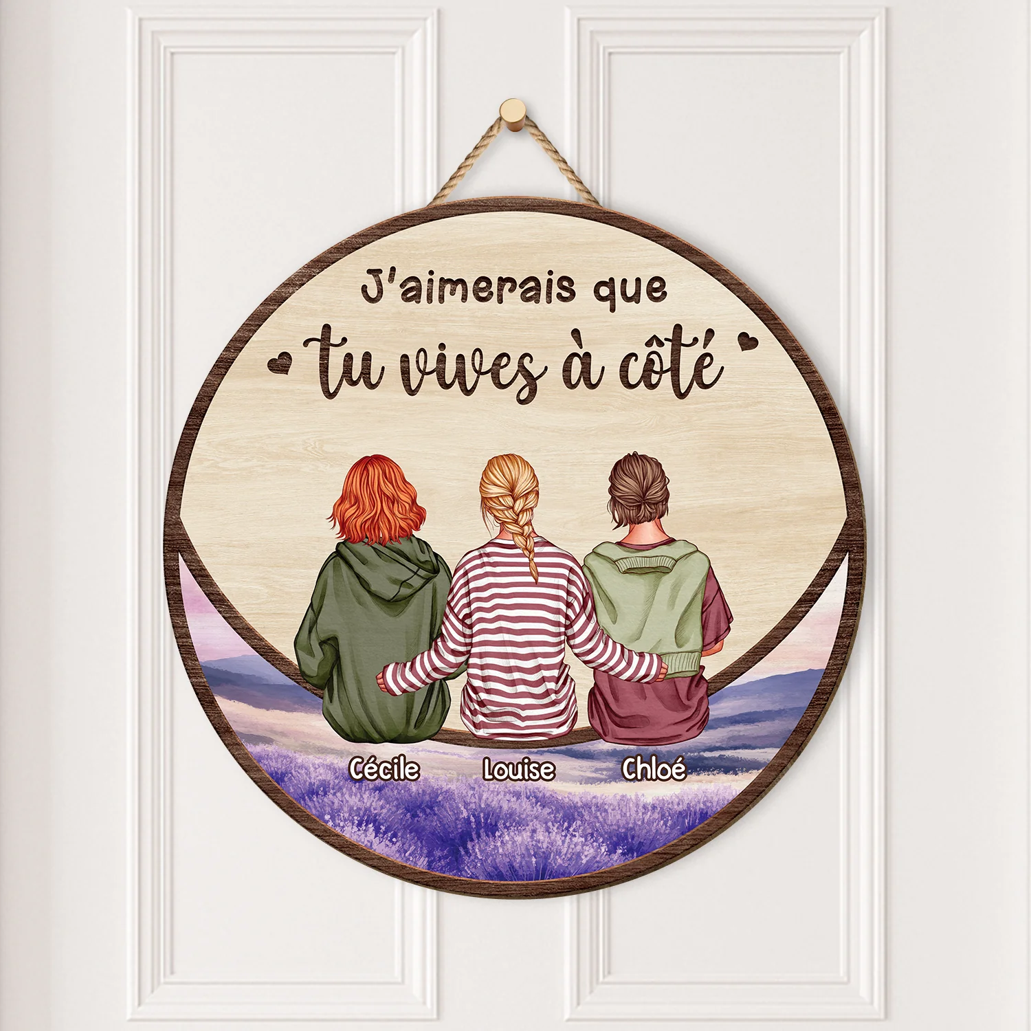 Cadeau Meilleure Amie Personnalisé - Vivre À Côté - Plaque en Bois - Image 2