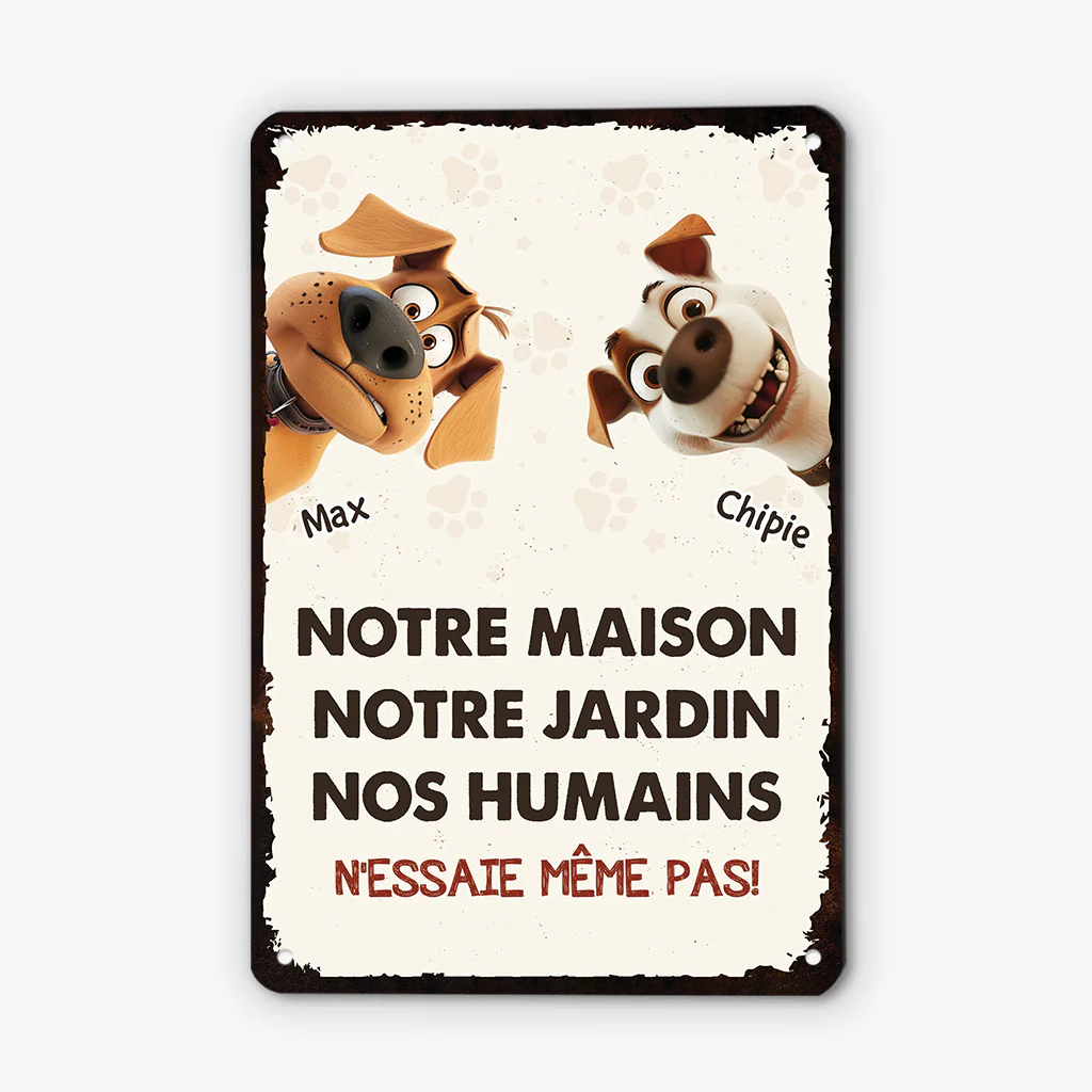 Plaque chien personnalisée – N’essaie même pas (humour et garde)