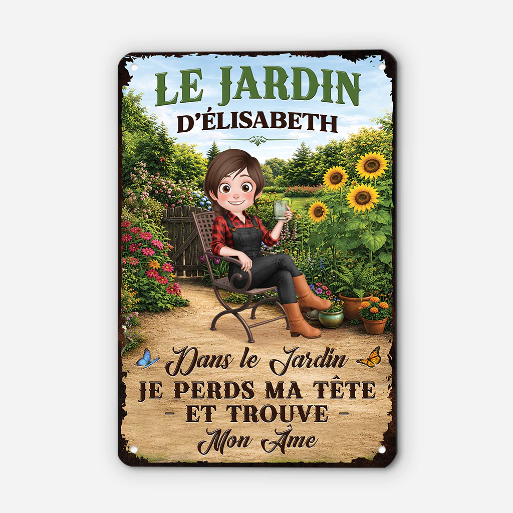 Plaque Jardin Personnalisée - Dans Mon Jardin Je Perds Ma Tête