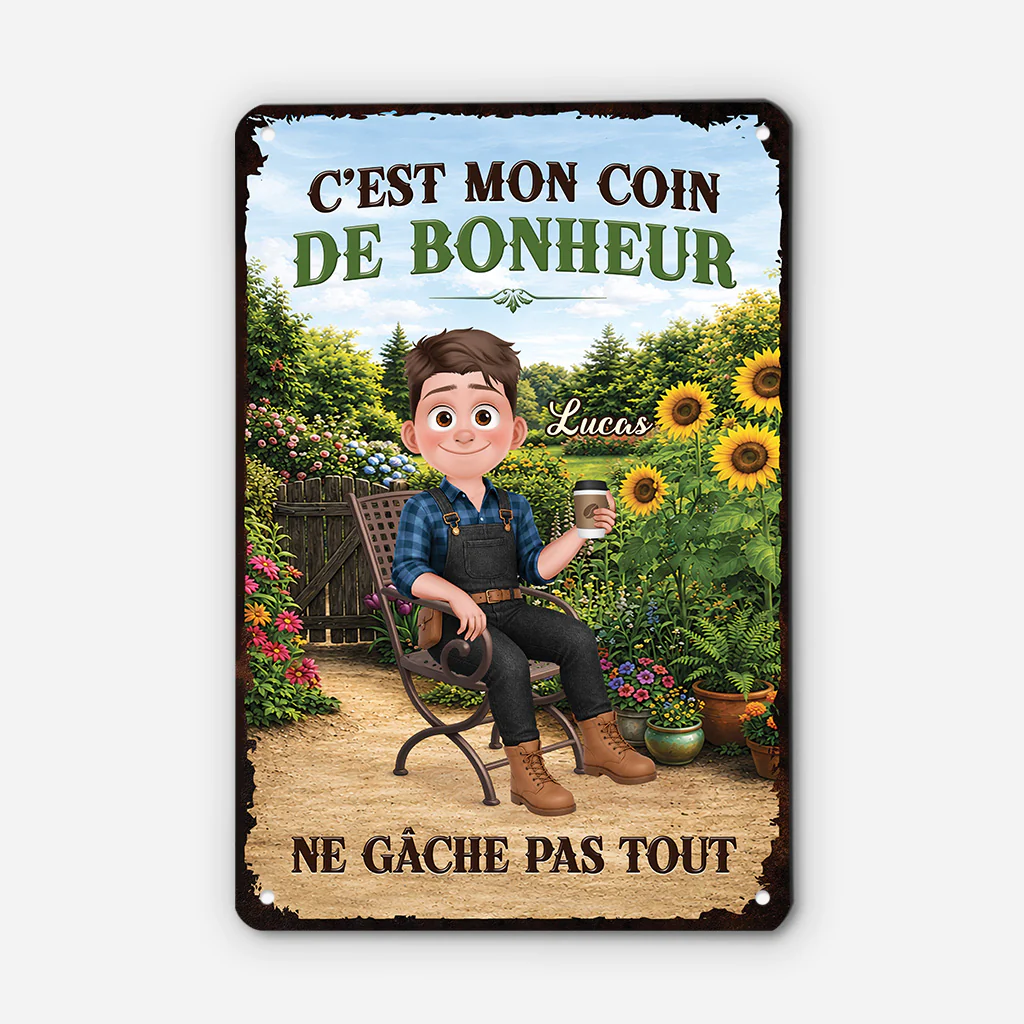 Plaque Jardin Personnalisée En Métal Avec Humour - Coin De Bonheur De Femme Homme - Image 2