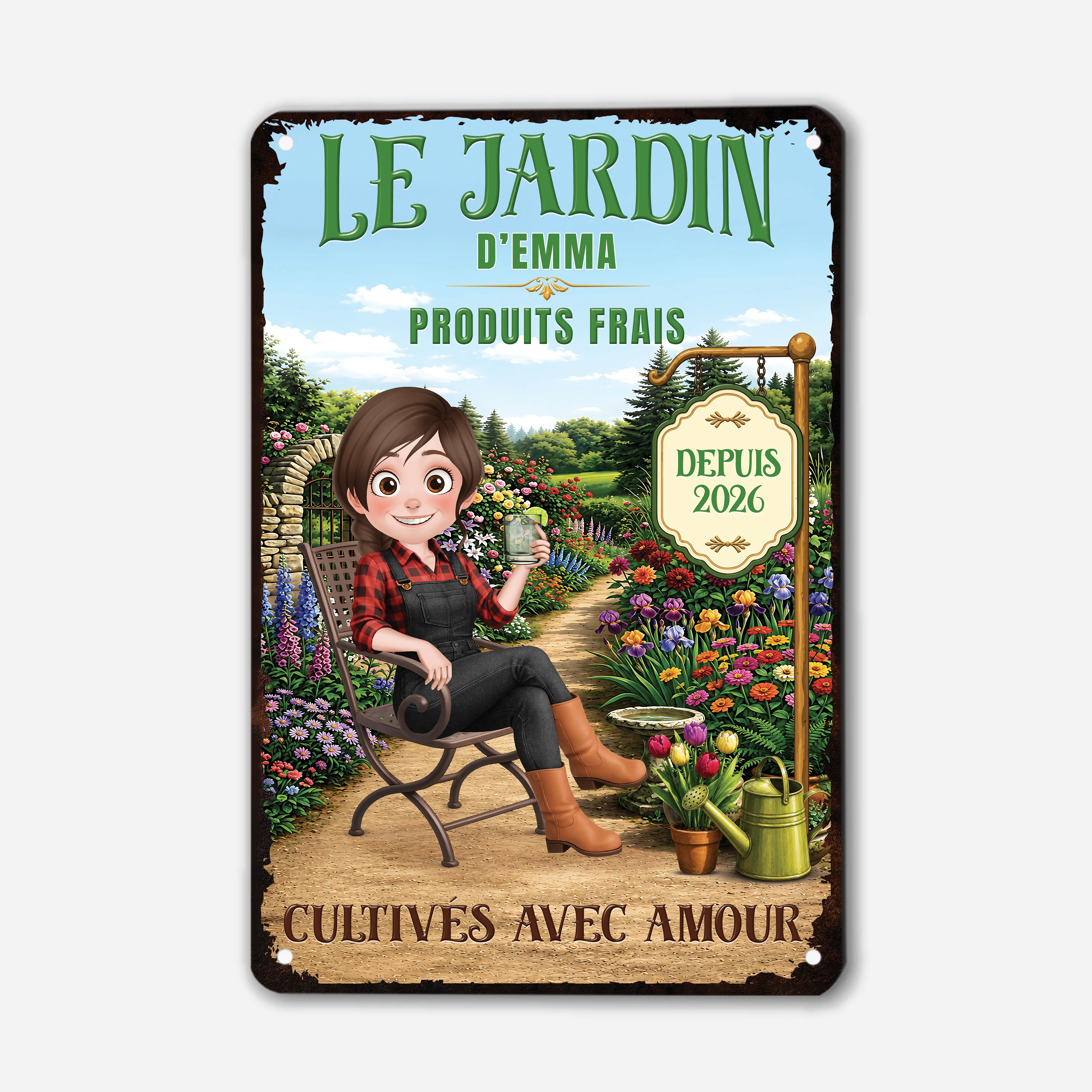 Plaque Jardin Personnalisée - Mon Jardin Récoltes Fraîches