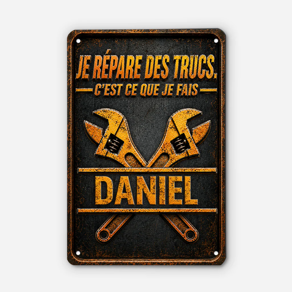 Plaque Métallique Personnalisable Pour Garage Homme - Je Répare Des Trucs - Image 2