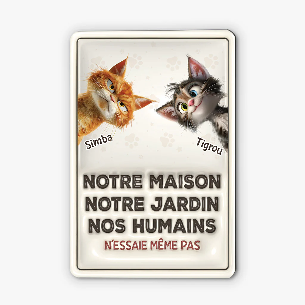 Plaque personnalisée chat 3D – N’essaie même pas ! (version féline)