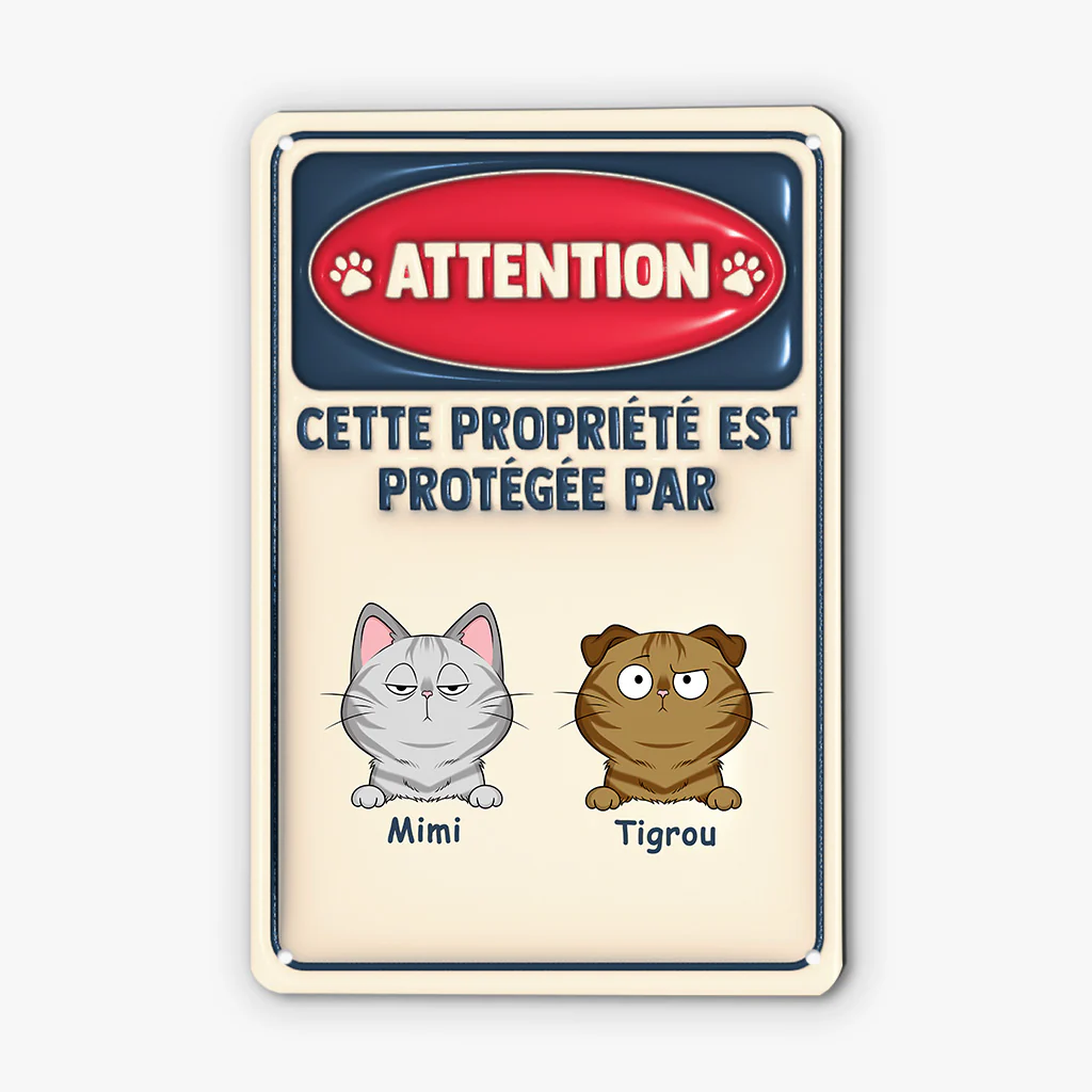 Plaque personnalisée 3D – Propriété protégée par chat - Image 2