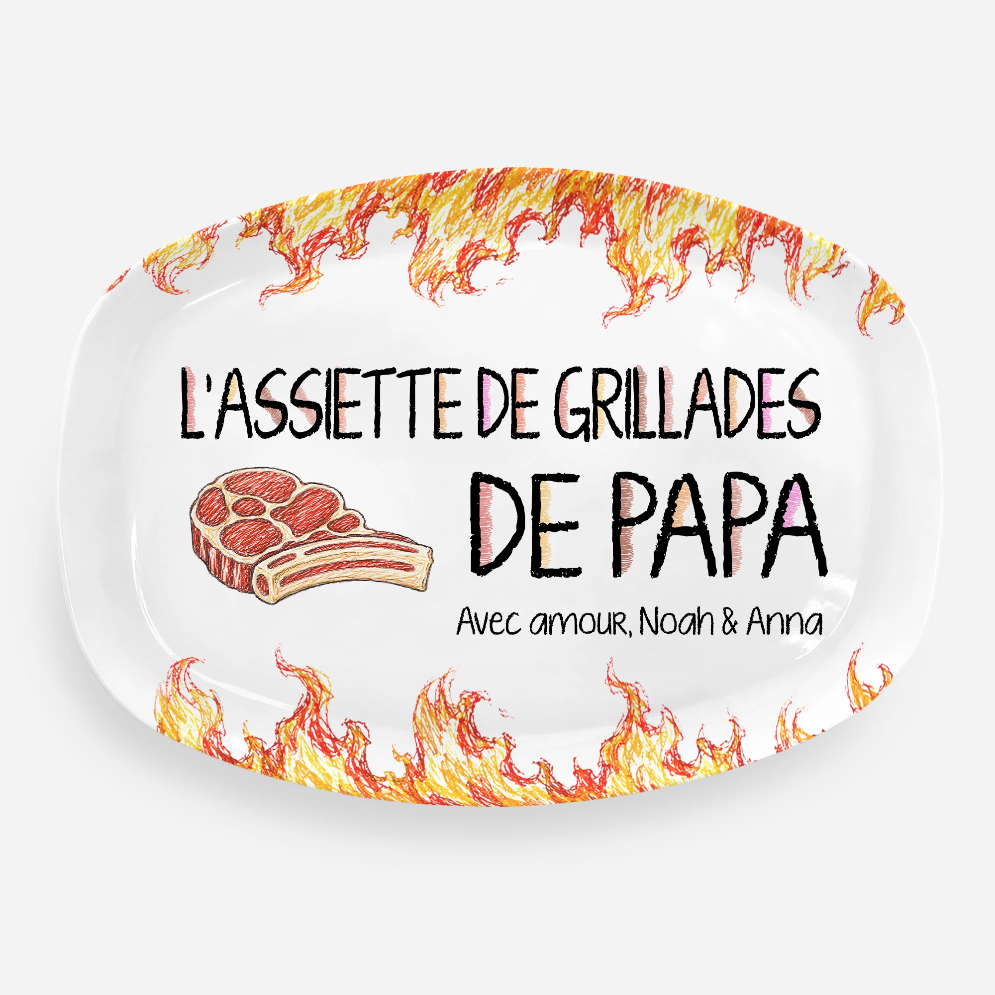 Plateau De Grillades De Papa Papy Personnalisé - Cadeau Barbecue Homme