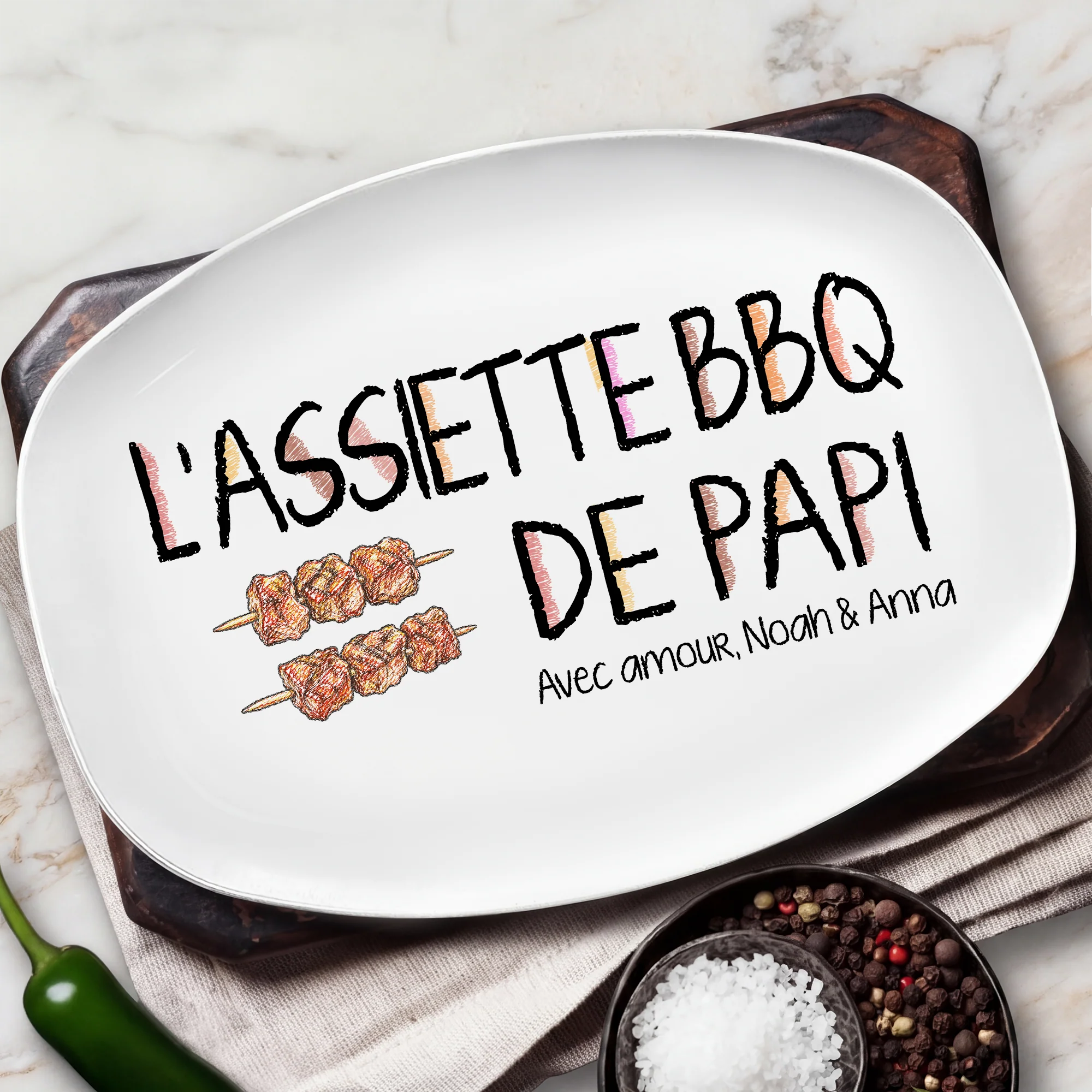 Plateau De Grillades De Papa Papy Personnalisé - Cadeau Barbecue Homme - Image 2