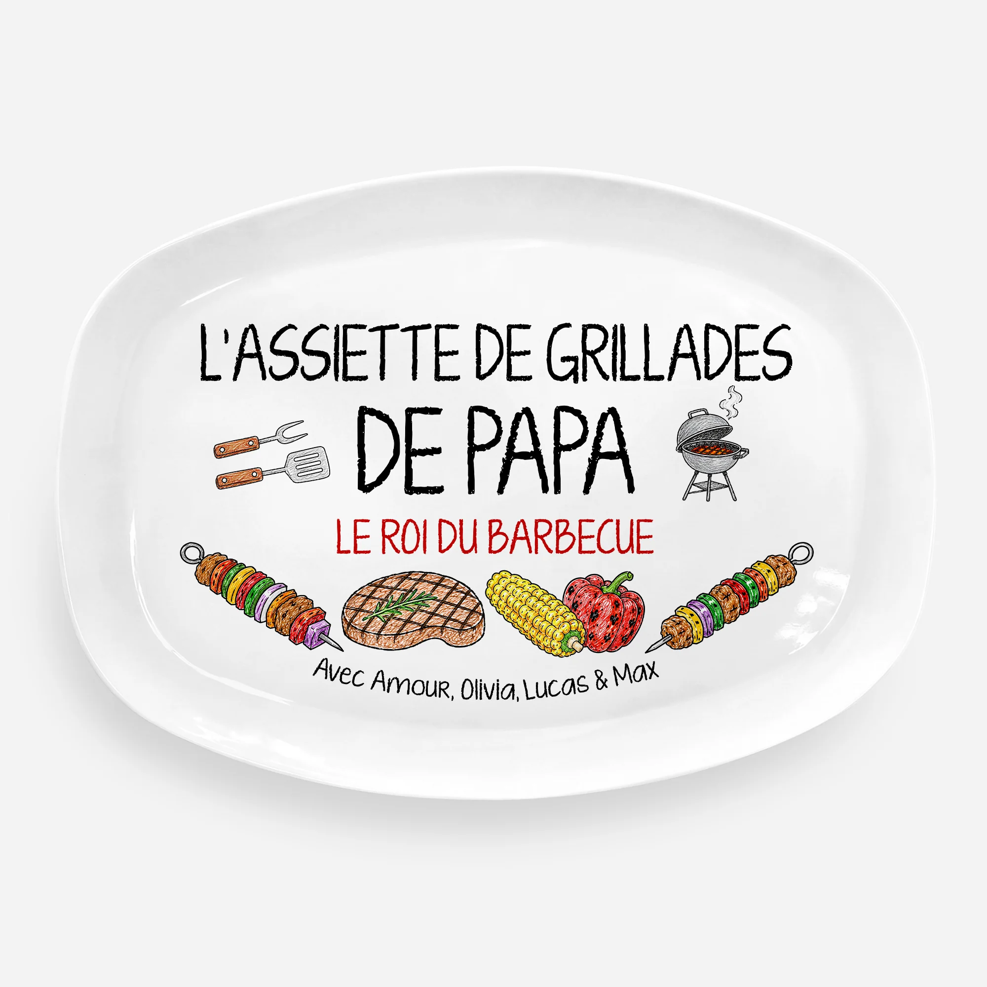 Plateau De Grillades Personnalisé - Bonne Fête Des Pères Pour Papa Papy