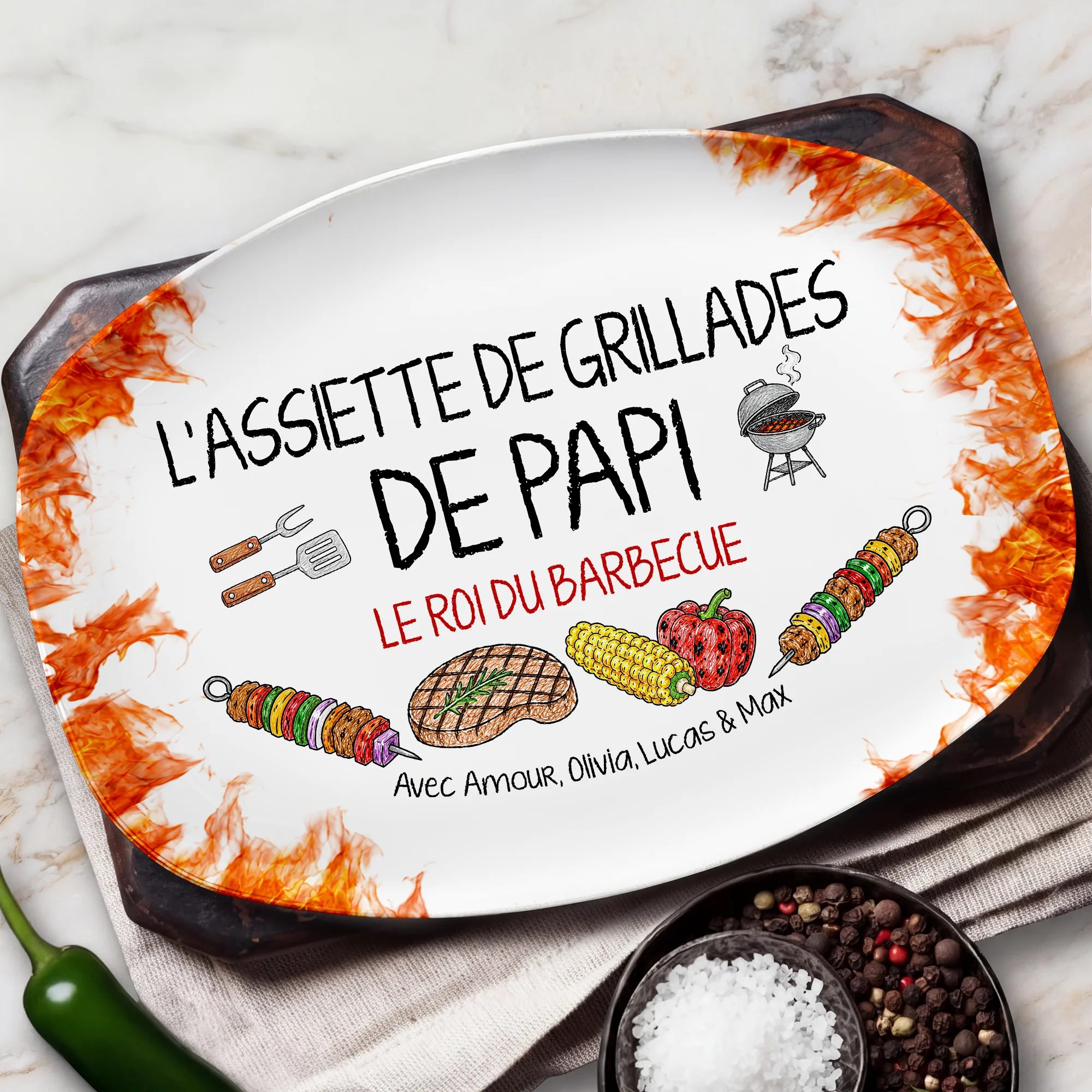 Plateau De Grillades Personnalisé - Bonne Fête Des Pères Pour Papa Papy - Image 2