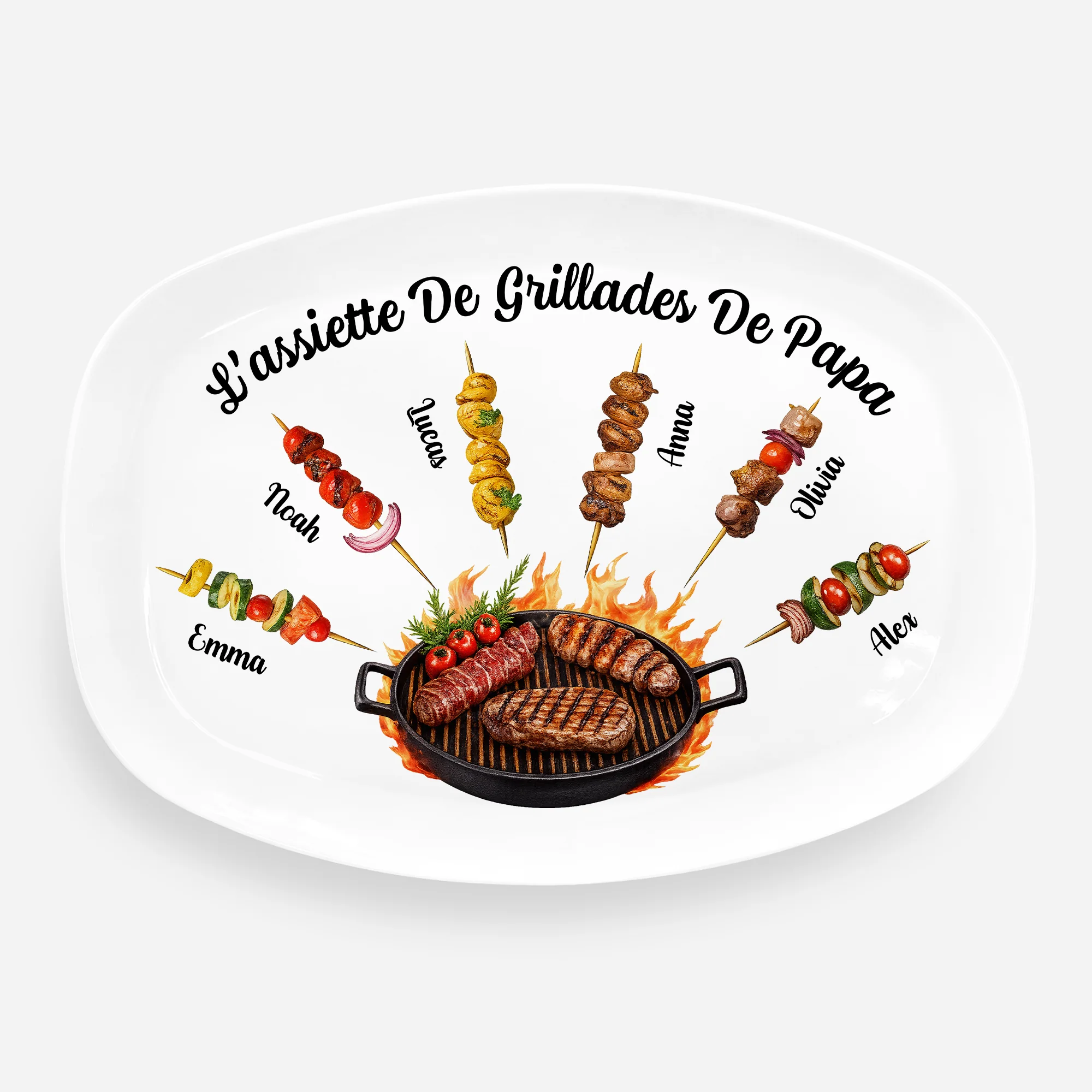 Plateau De Grillades Personnalisé - Cadeau Barbecue Homme Pour Papa Papy
