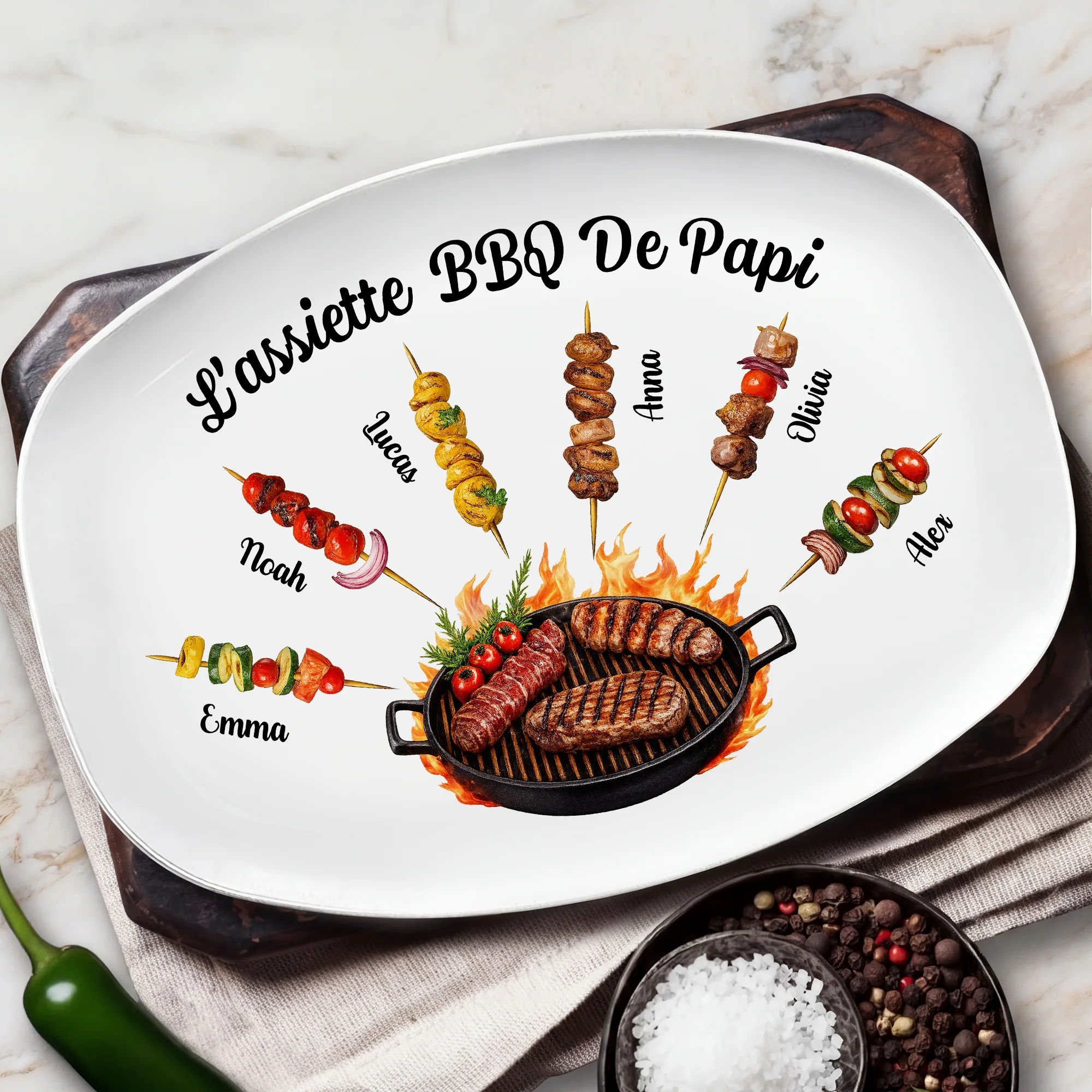 Plateau De Grillades Personnalisé - Cadeau Barbecue Homme Pour Papa Papy - Image 2
