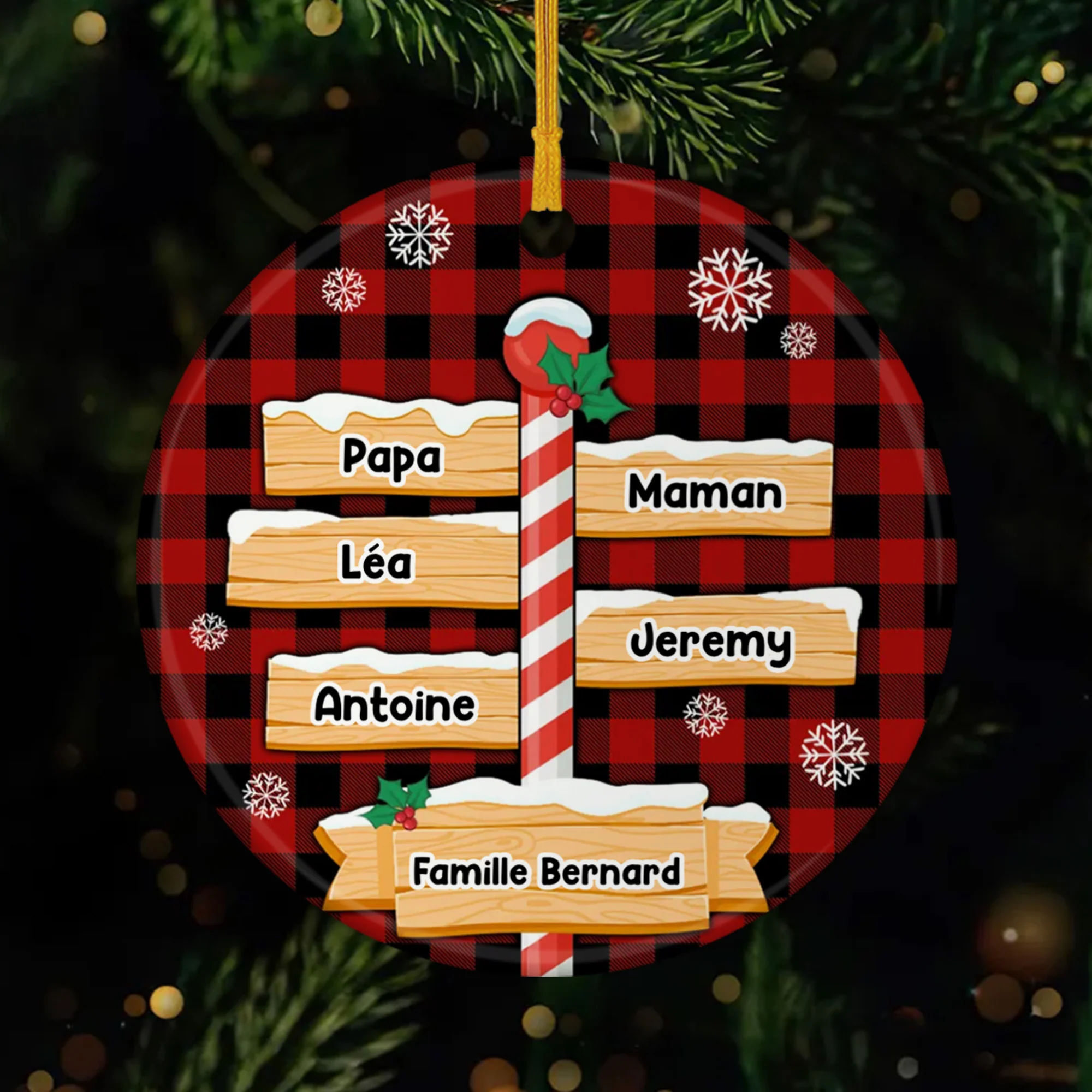 Ornement Pôle Cercle, Famille Noël Personnalisé