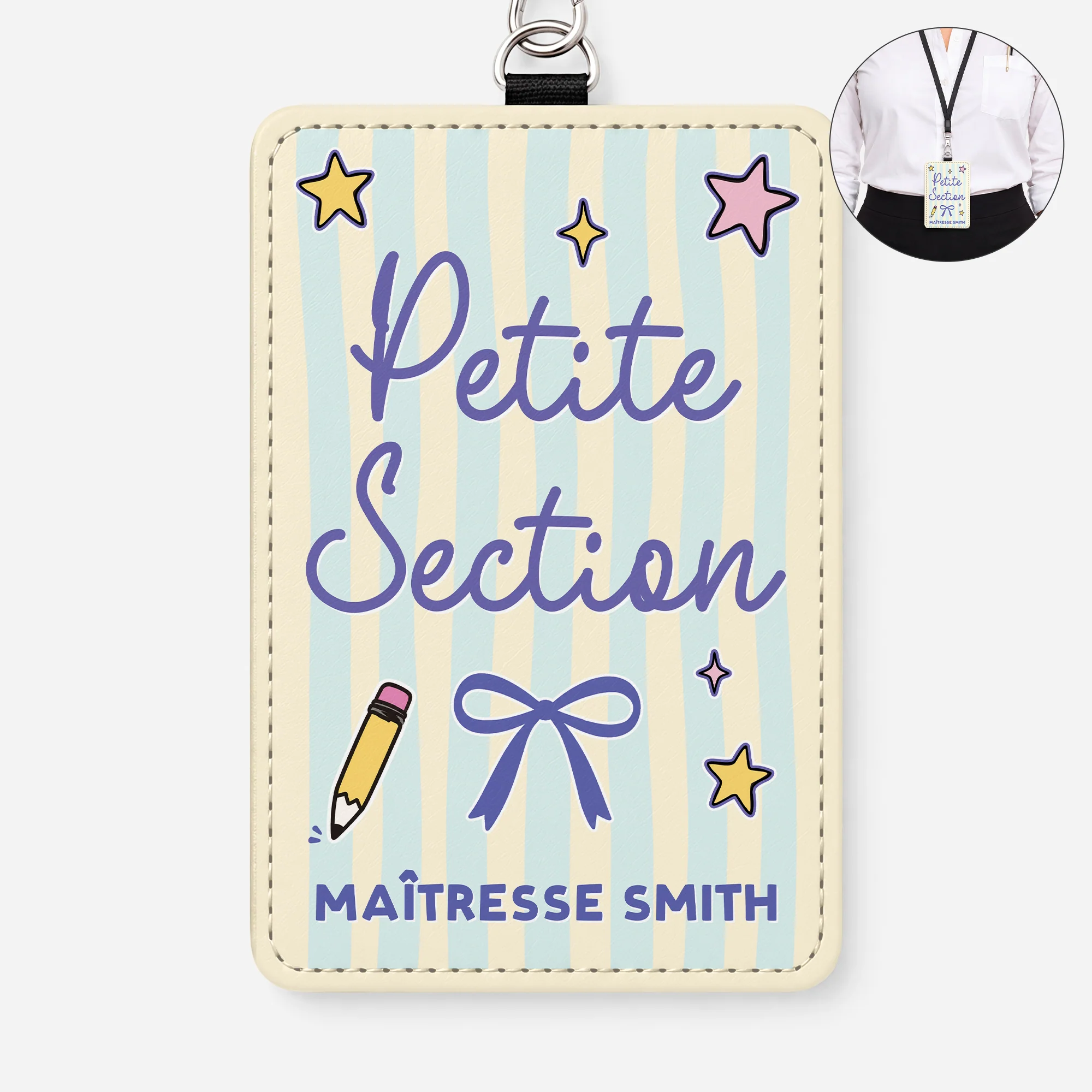 Porte-badge Cuir Personnalisé - Cadeau Pour Maîtresse Et Prof