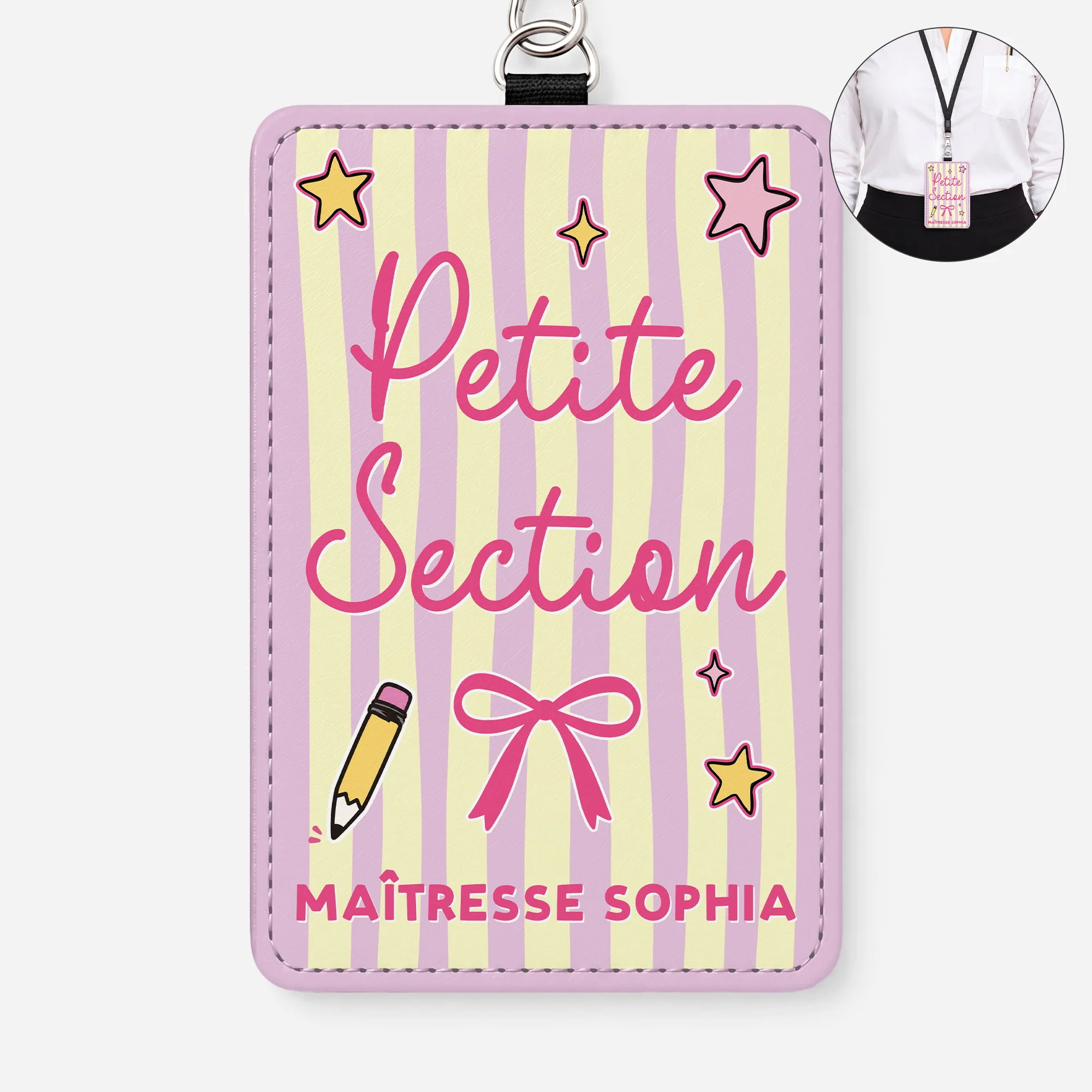 Porte-badge Cuir Personnalisé - Cadeau Pour Maîtresse Et Prof - Image 2