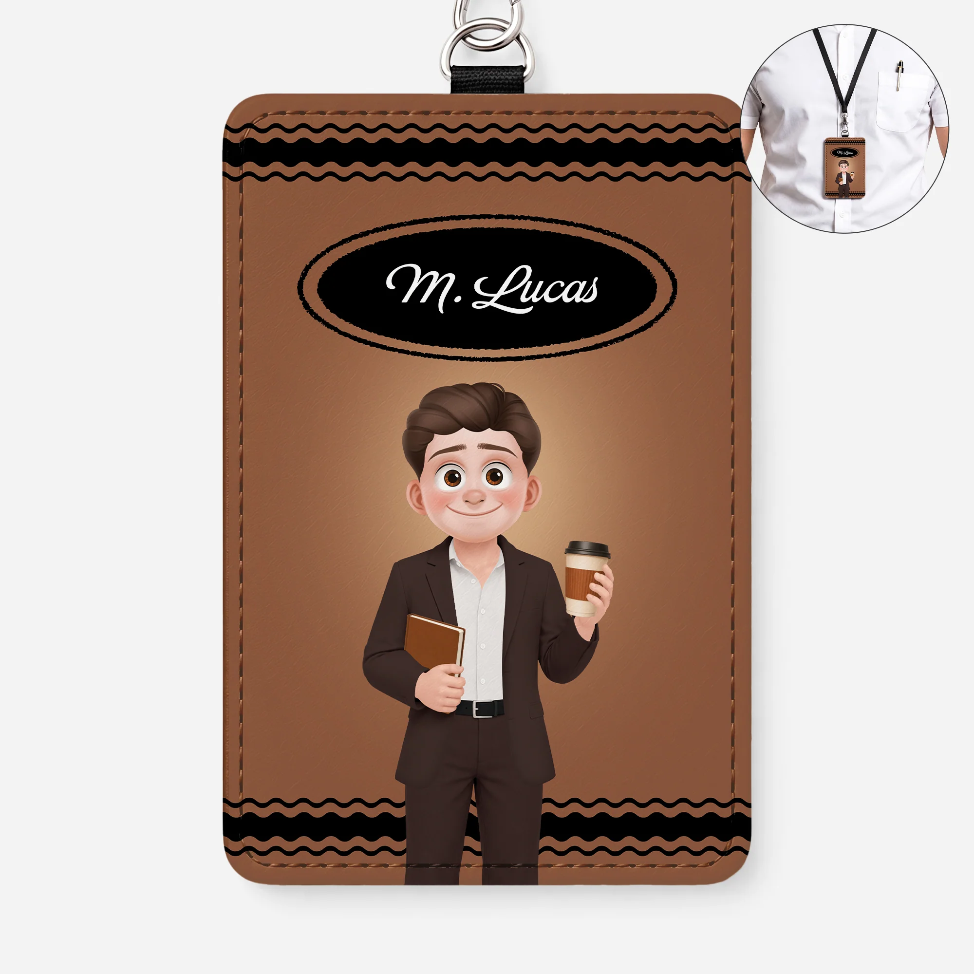 Porte-badge En Cuir Personnalisé - Cadeau Pour Un Professeur - Image 2