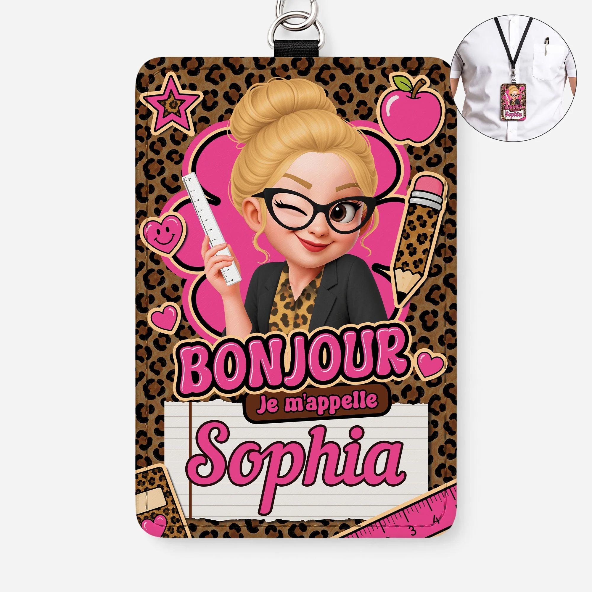 Porte-badge Personnalisé Original Pour Professeur - Cadeau Avec Prénom