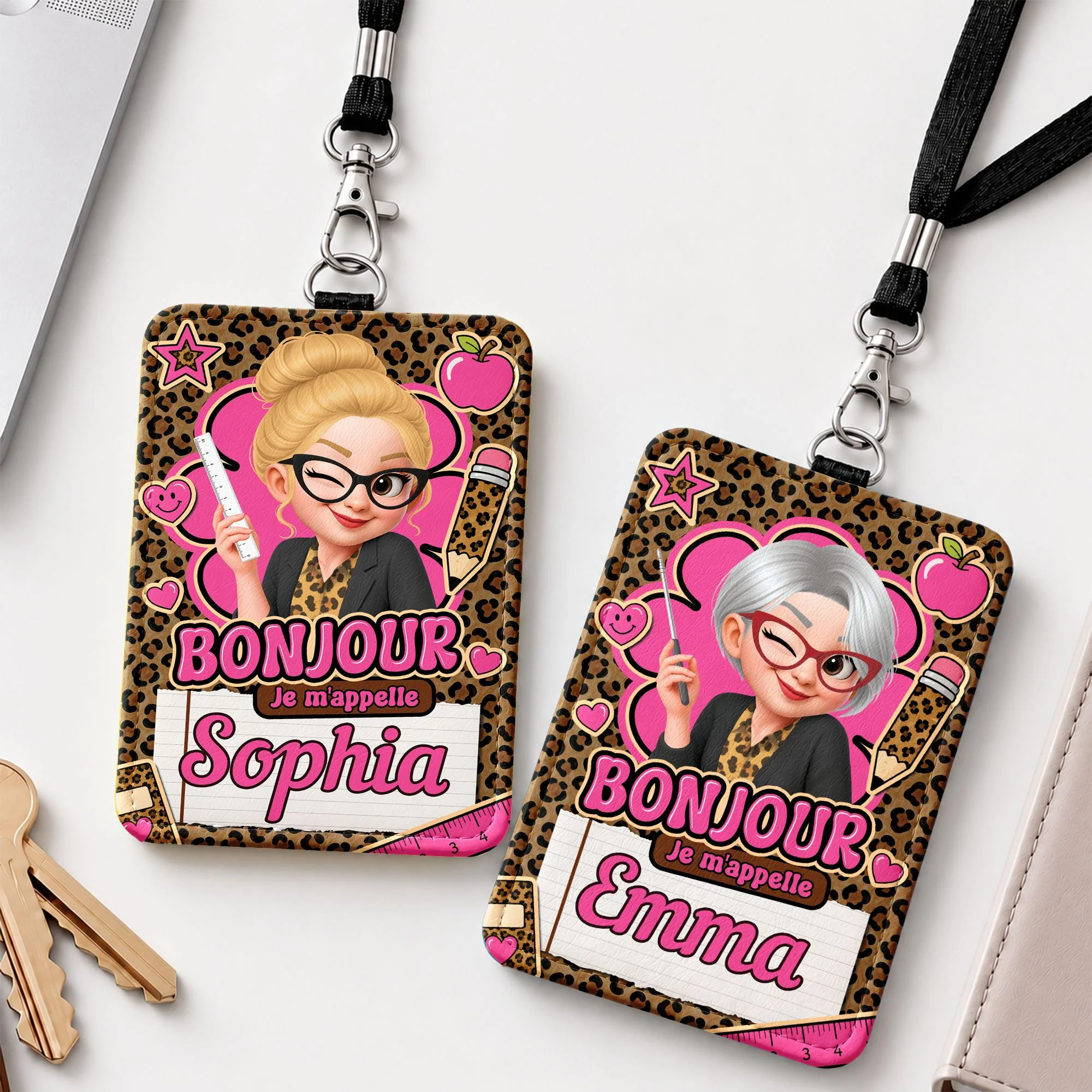 Porte-badge Personnalisé Original Pour Professeur - Cadeau Avec Prénom - Image 2