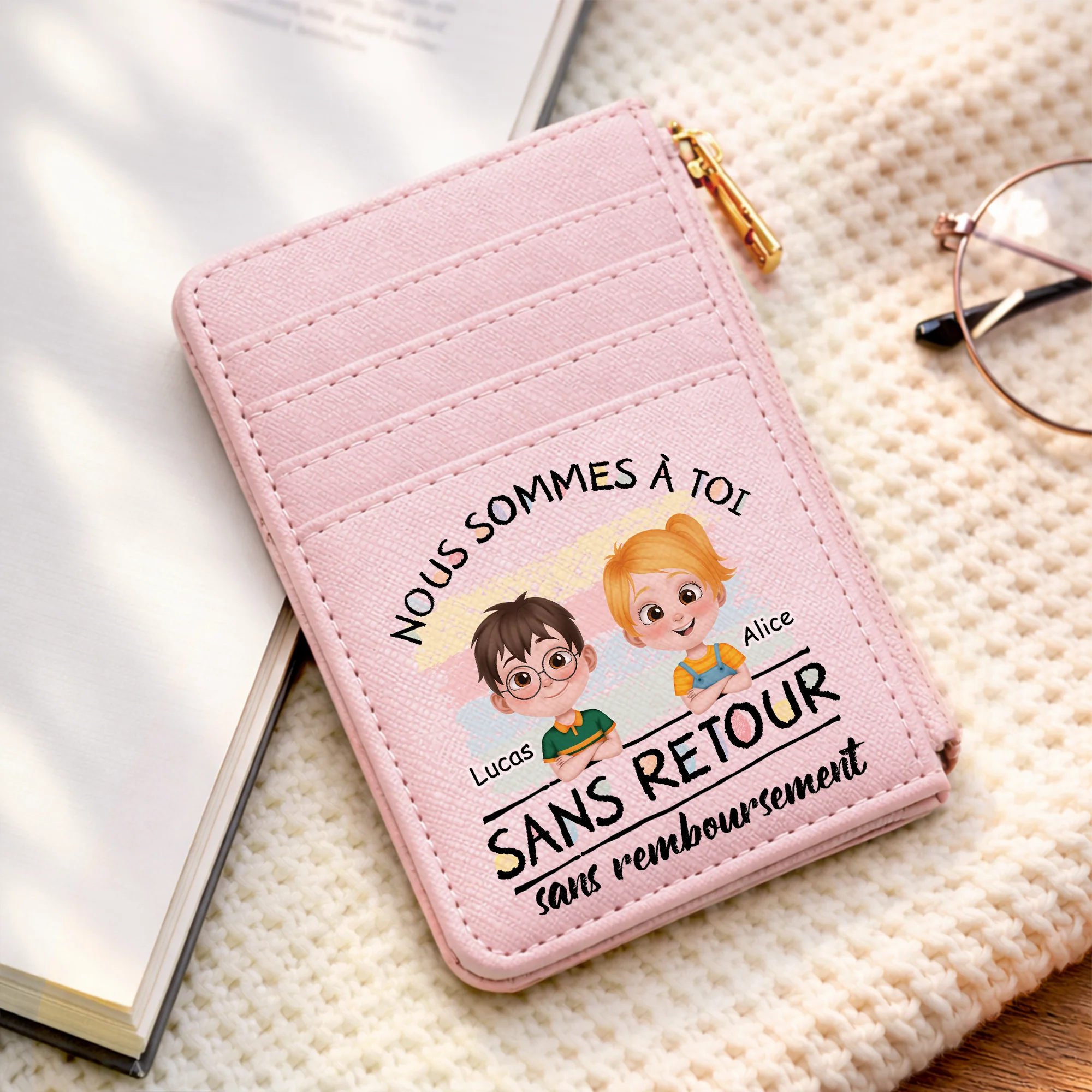 Porte-carte Cuir Personnalisé - Cadeau Maman Et Papa Nous Sommes À Toi - Image 2
