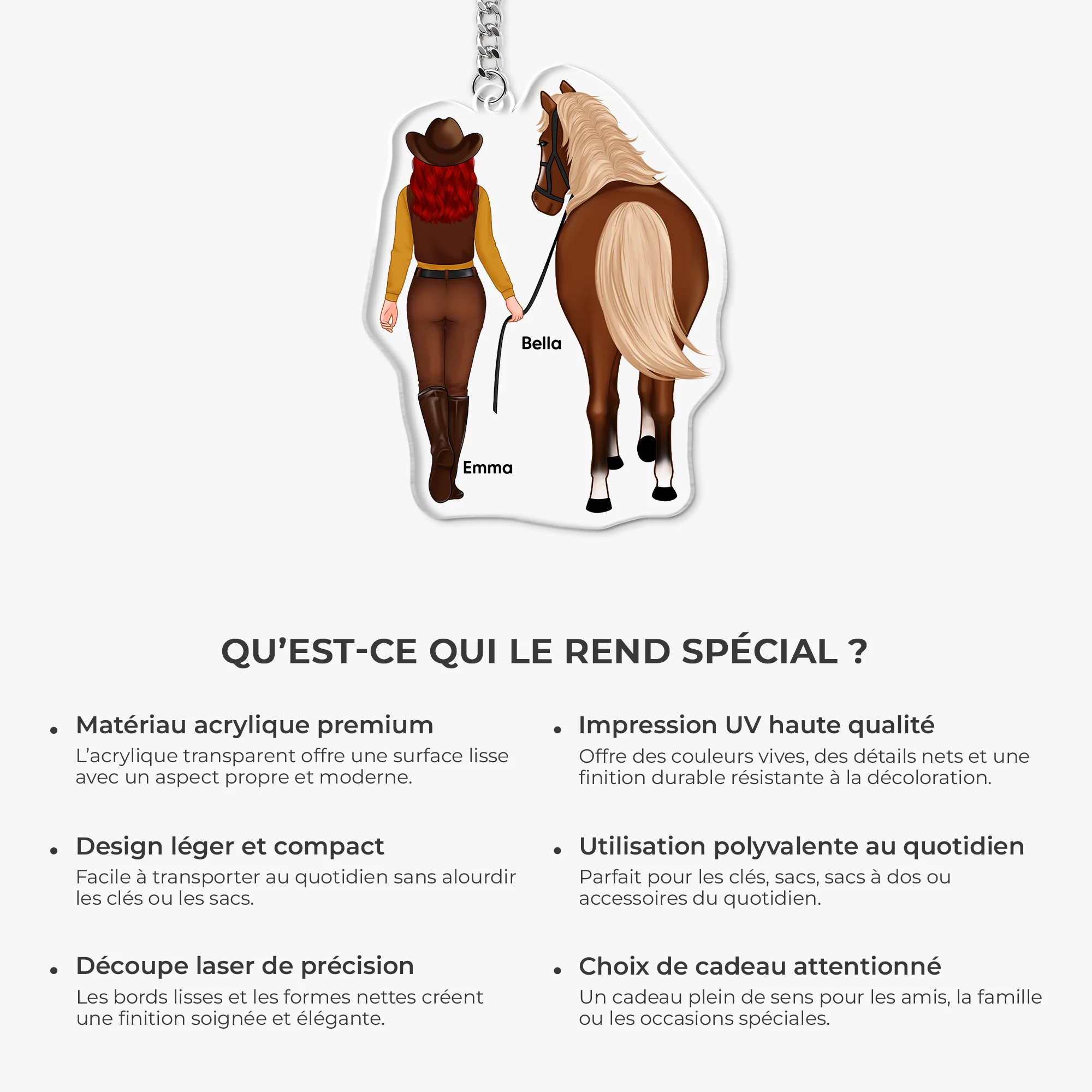Porte Clé Acrylique Personnalisable - Cadeau Autour Du Cheval - Image 6