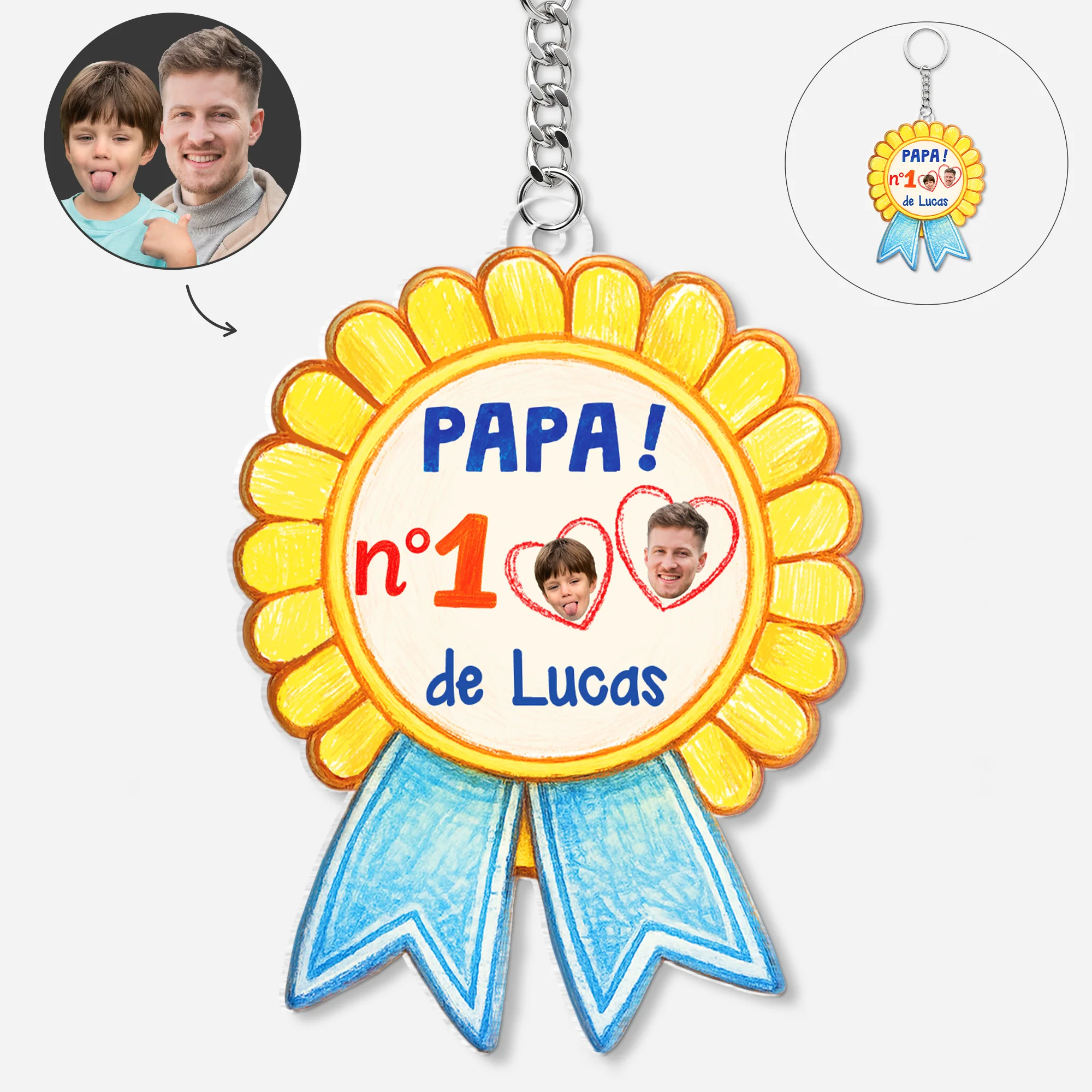Porte Clé Acrylique Personnalisable - Cadeau Papa Et Maman Numéro Un