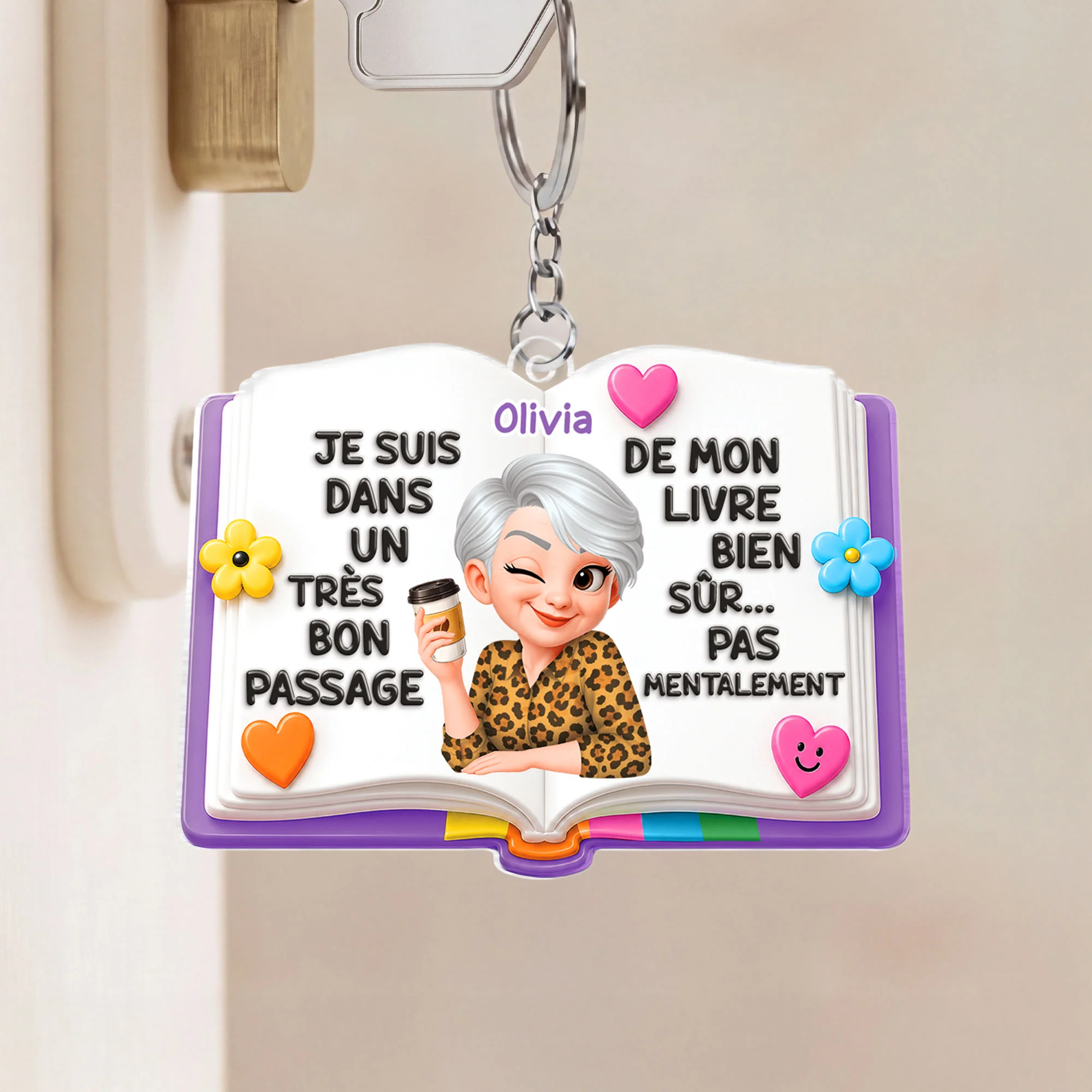 Porte-clé Acrylique Personnalisé Femme Amoureuse Des Livres - Je Suis Dans Un Très Bon Passage - Image 2