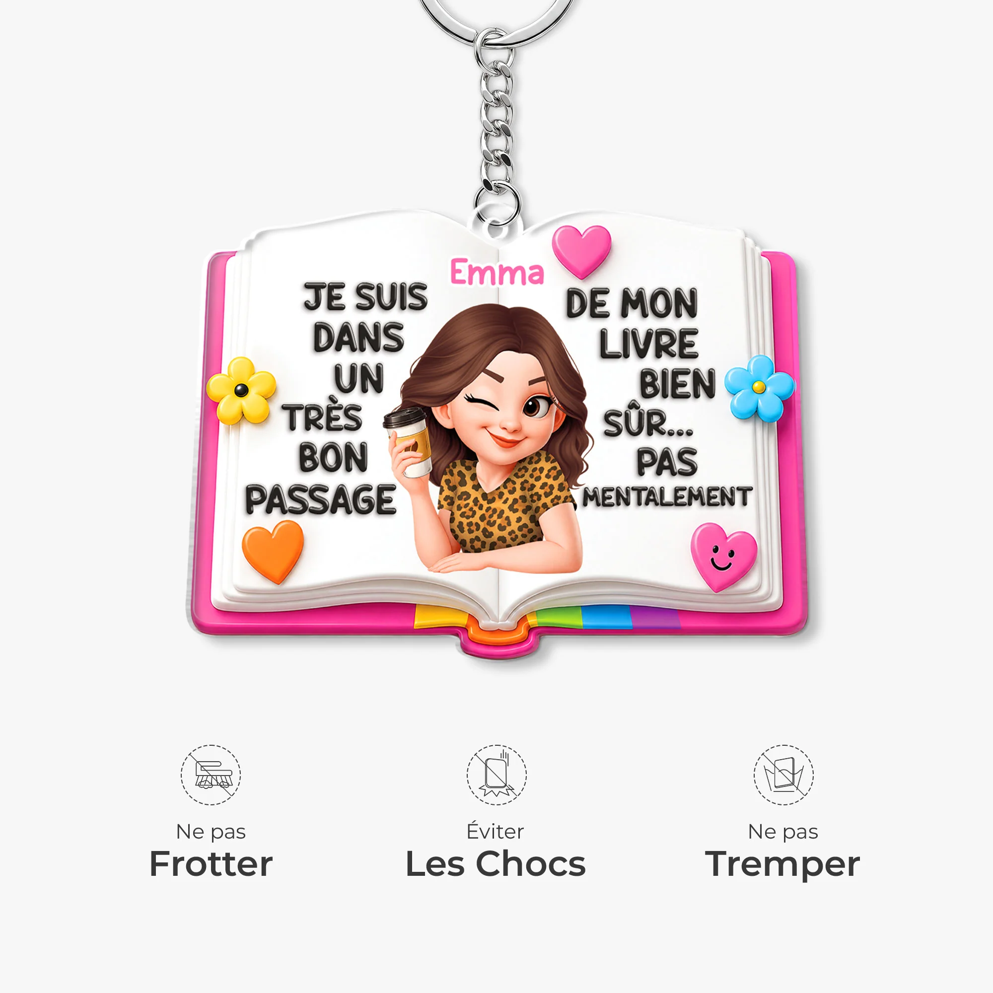 Porte-clé Acrylique Personnalisé Femme Amoureuse Des Livres - Je Suis Dans Un Très Bon Passage - Image 5