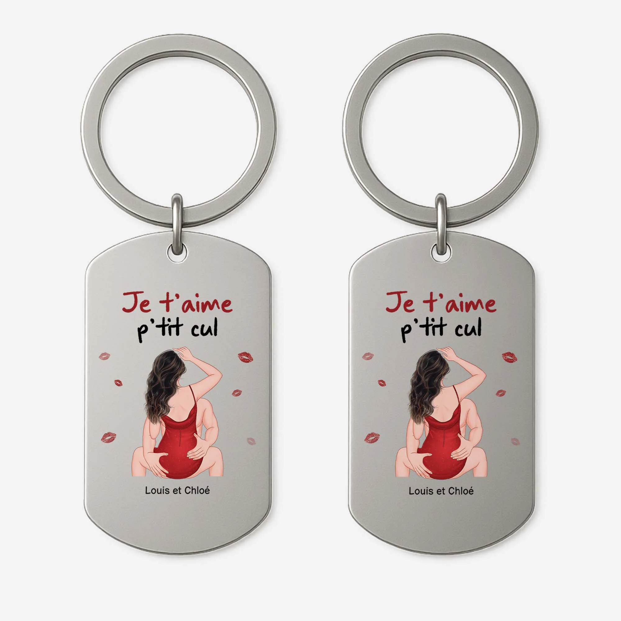 Porte Clé Personnalisé Couple – Je T’aime P'tit cul | Porte-Clé Aluminium