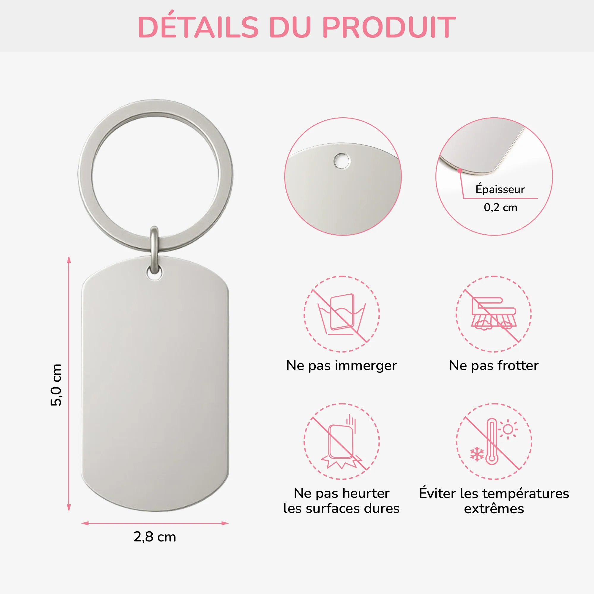 Porte Clé Personnalisé Couple – Pour Te Rappeler | Porte-Clé Aluminium - Image 3