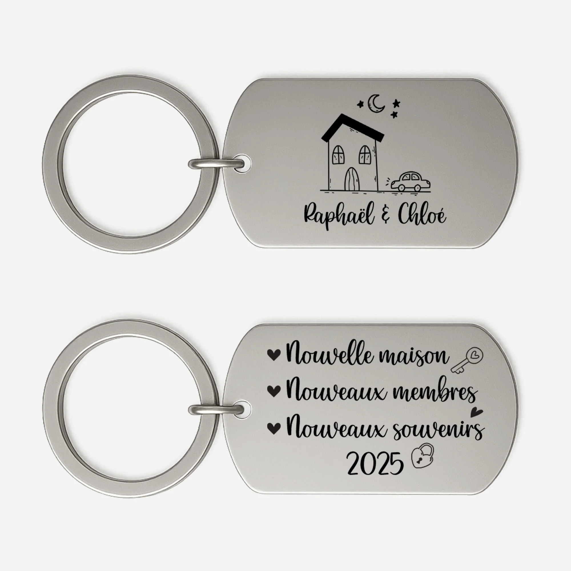 Porte-Clé Aluminium Personnalisé Famille - Nouvelle Maison
